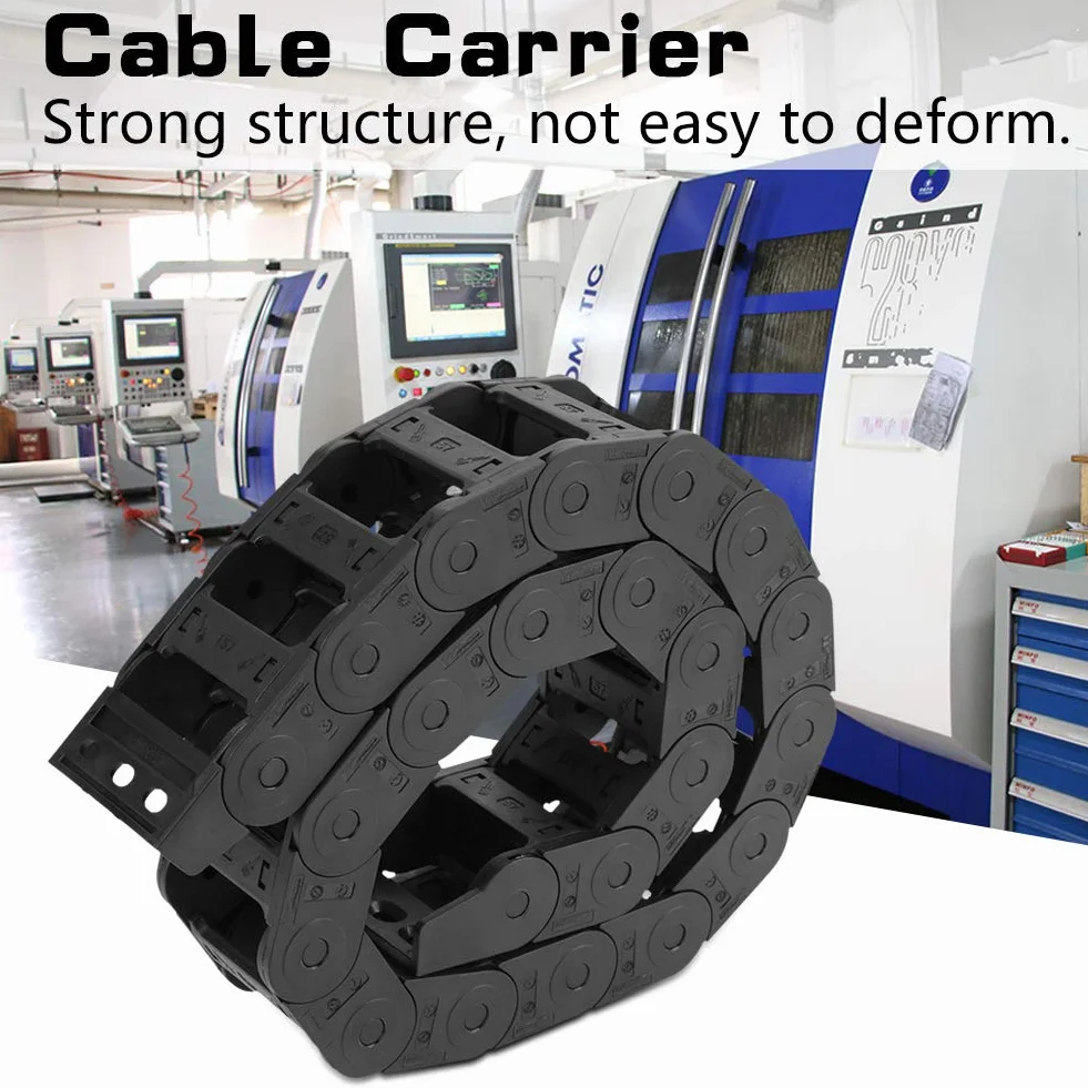 Łańcuch holowniczy o długości 100 cm 25 x 57 mm czarny nylon otwarty po obu stronach e-prowadnik kablowy e-prowadnik grawerki CNC łańcuszek kablowy