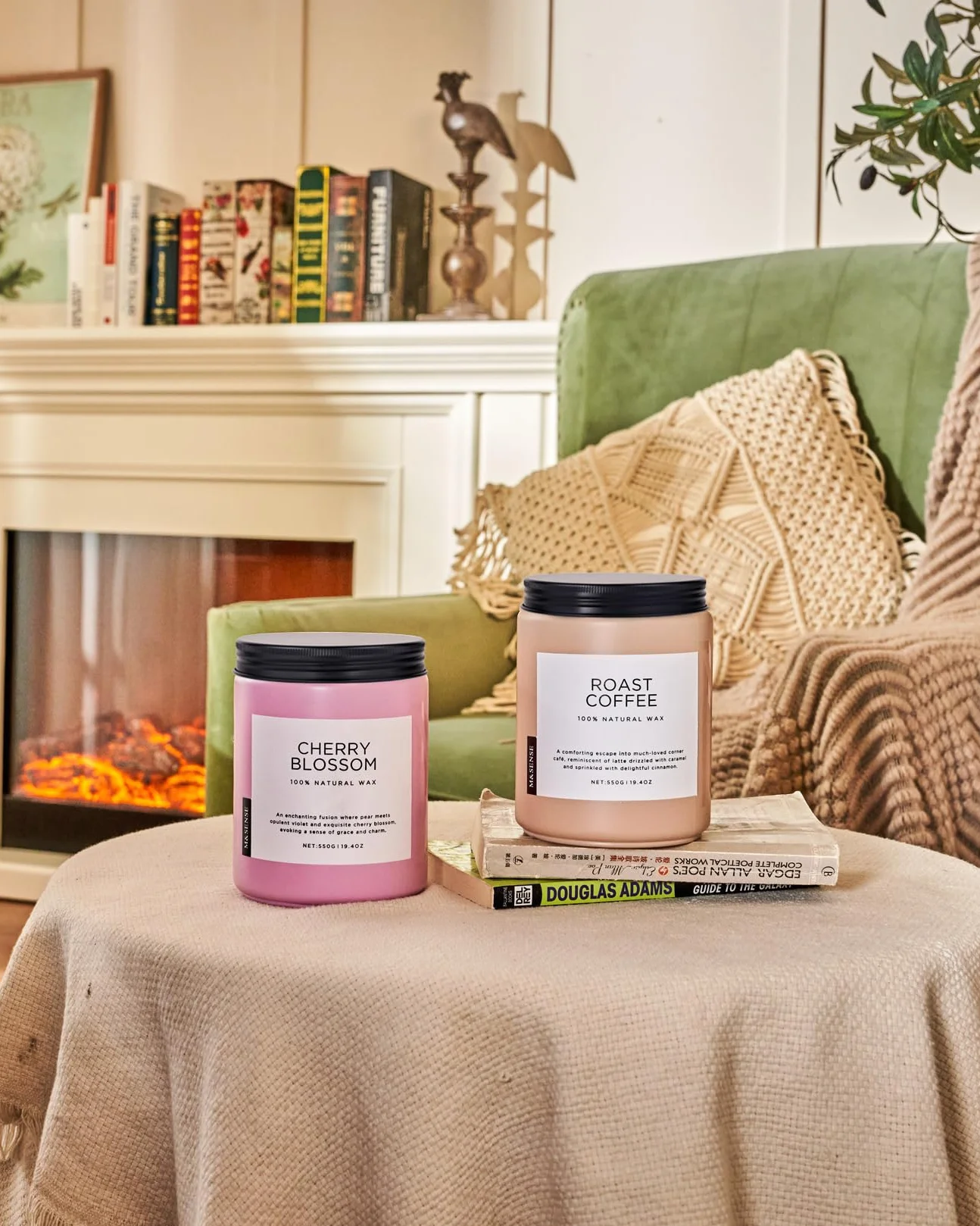 M&SENSE Świeca Zapachowa Intensywna Kawa 2 Knoty Naturalny Wosk Sojowy 550g 110h Palenia