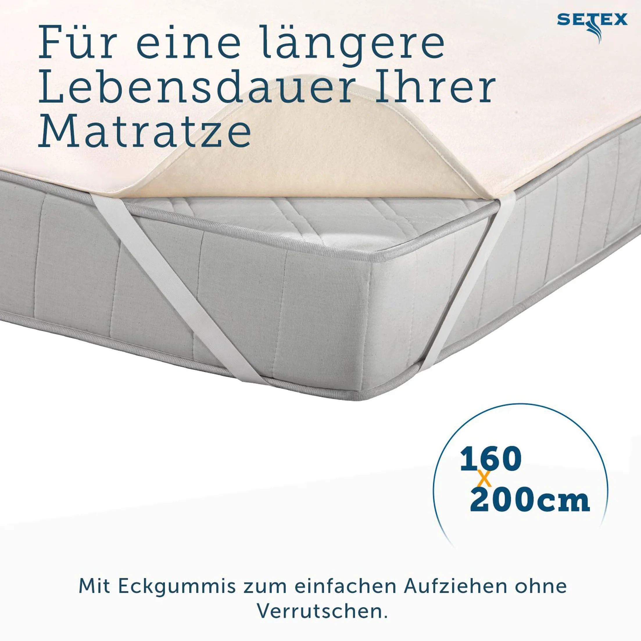 Setex 1607 160200 001 001 (SE0) Molton Ochraniacz Na Materac, 100% Bawełna, Biały, 160 200 cm
