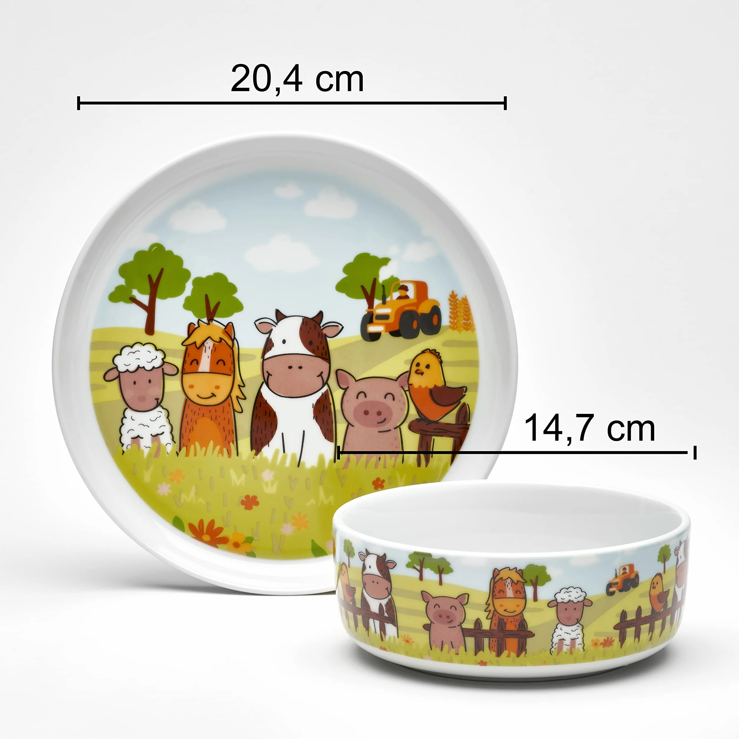 VAN WELL Zestaw naczyń dla dzieci porcelana 3-częściowy