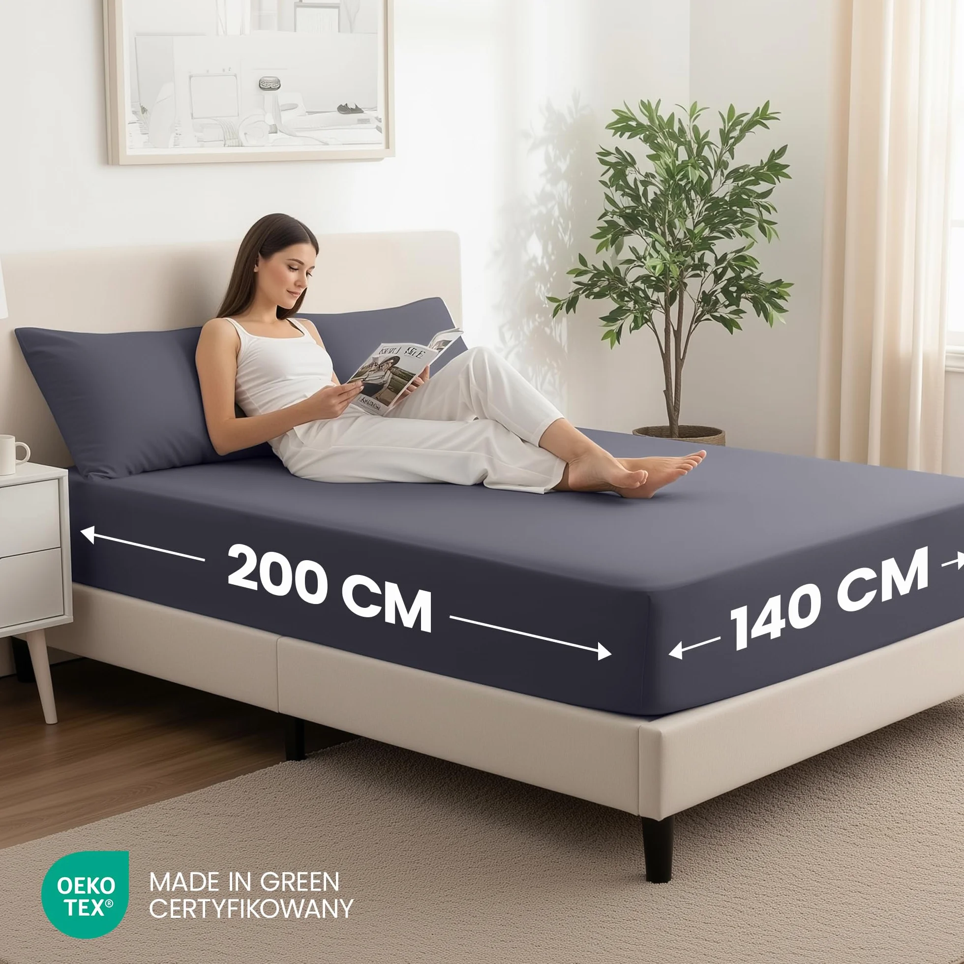 Utopia Bedding - Zestaw 2 prześcieradeł z gumką 140 x 200 cm - Szary - Certyfikat Oeko-Tex - szczotkowane prześcieradło z gumką z mikrofibry - kieszeń 35 cm głębokości
