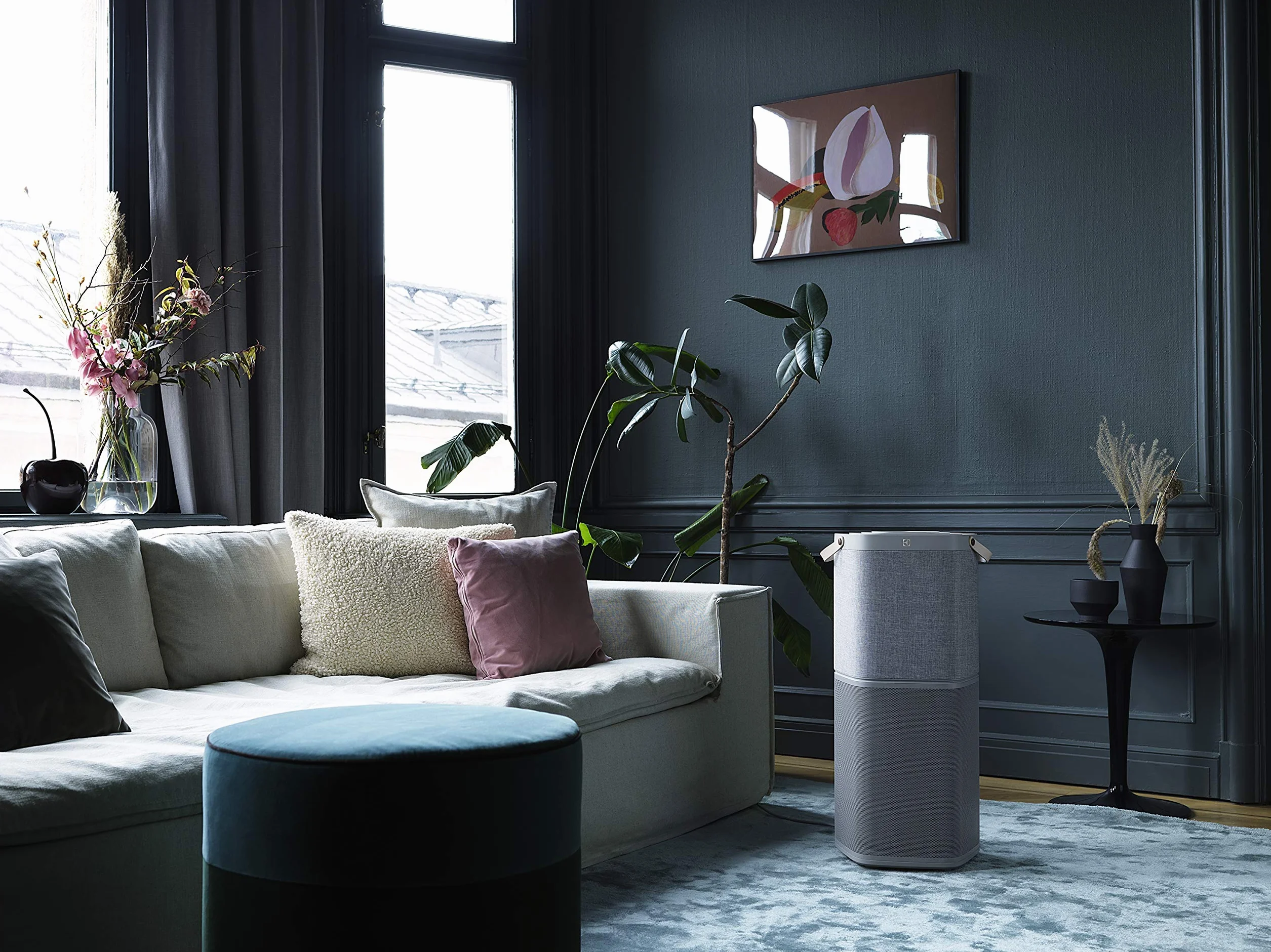 Oczyszczacz powietrza Electrolux Pure A9 PA91-604GY CADR 620m³/h, do 129m² wg Boverket,Usuwa 99,9% bakterii unoszących się w powietrzu i 99,5% cząsteczek PM2,5, Tylko 17dB w trybie cichym, Jasnoszary