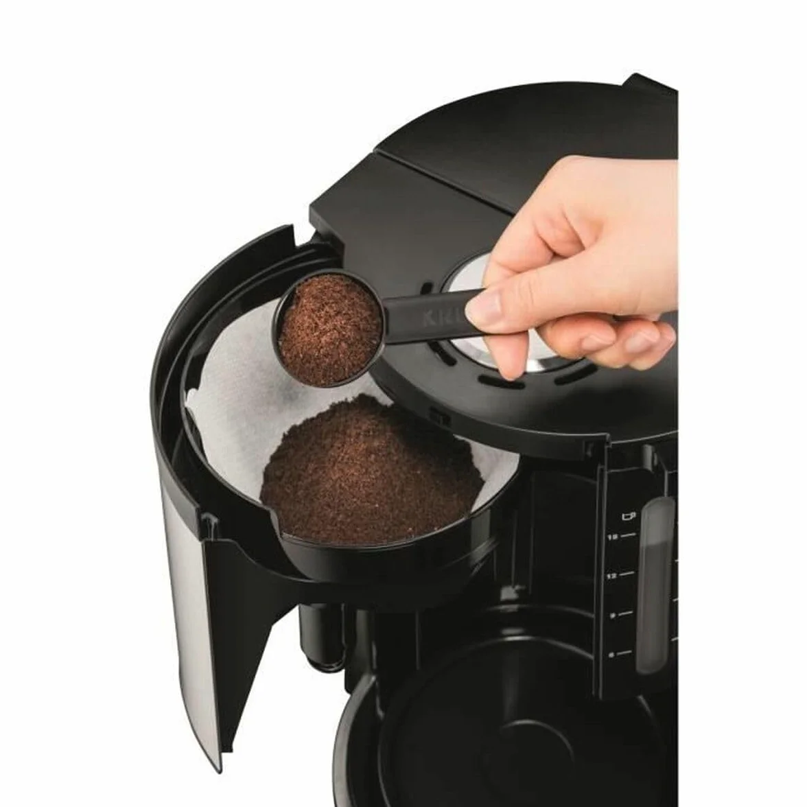 Krups KM3210 Pro Aroma Plus Ekspres do kawy z filtrem, 10 filiżanek, 1100 W, czarny, z programami do kawy, ze stali nierdzewnej