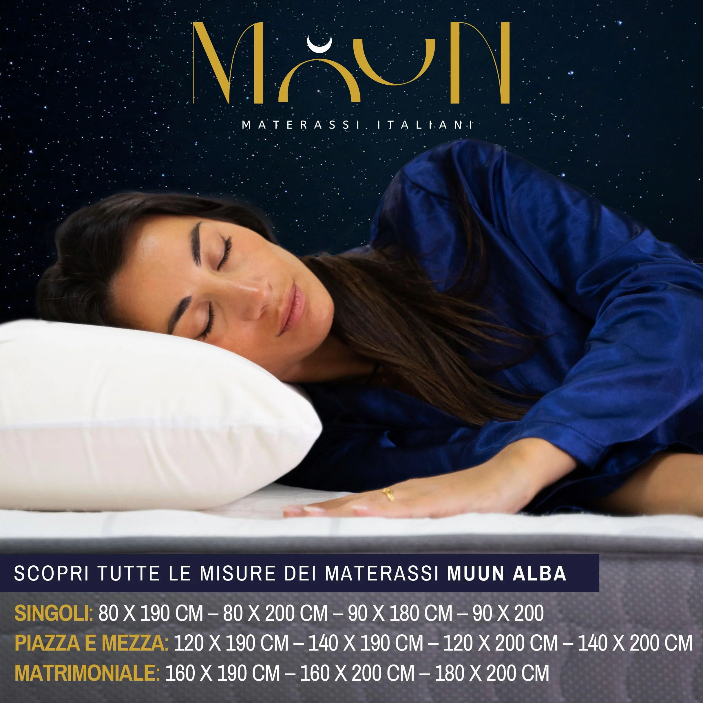 MUUN Materac 180 x 200 cm, twardość H23 cm, zmywalny, pianka z pamięcią kształtu, model ALBA, do łóżka podwójnego, łatwy do czyszczenia, kompatybilny z ramą i pojemnikiem