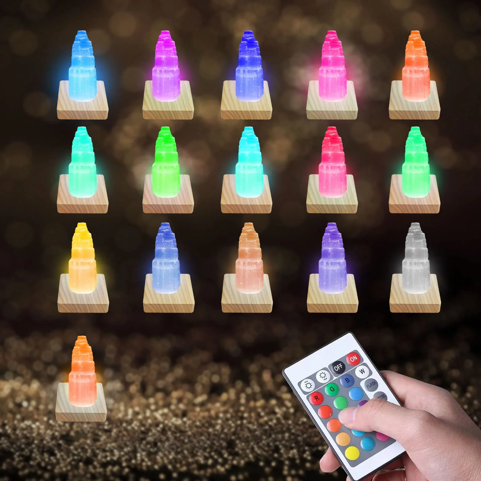 Podstawa wyświetlacza LED z pilotem 16 kolorów drewniana podświetlana stojak do szkła kryształowego 3D kwadratowy 8 cm