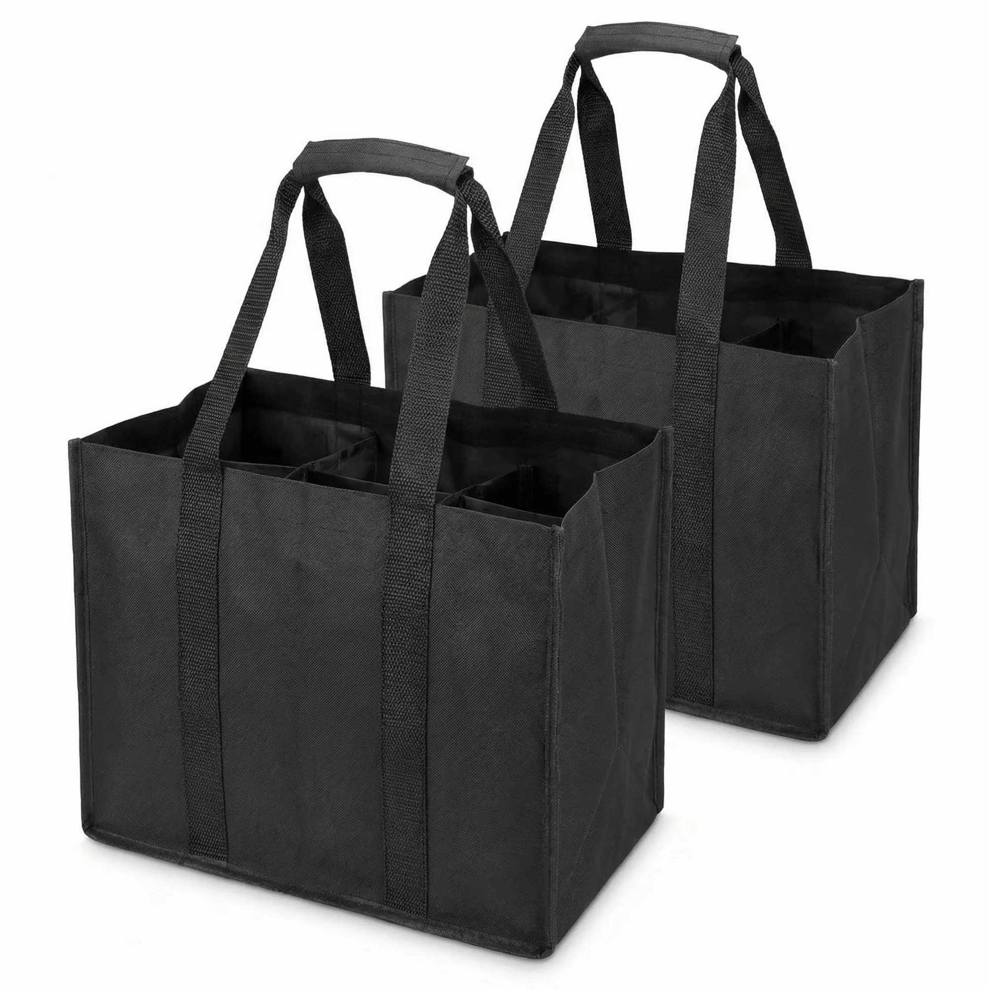 QWORK 2 torby na butelki na butelki 12 x 1,5 l, odporne na rozdarcie Oxford z przegrodami i uchwytem do przenoszenia, składana torba na zakupy i kemping, 45 x 27 x 27 cm