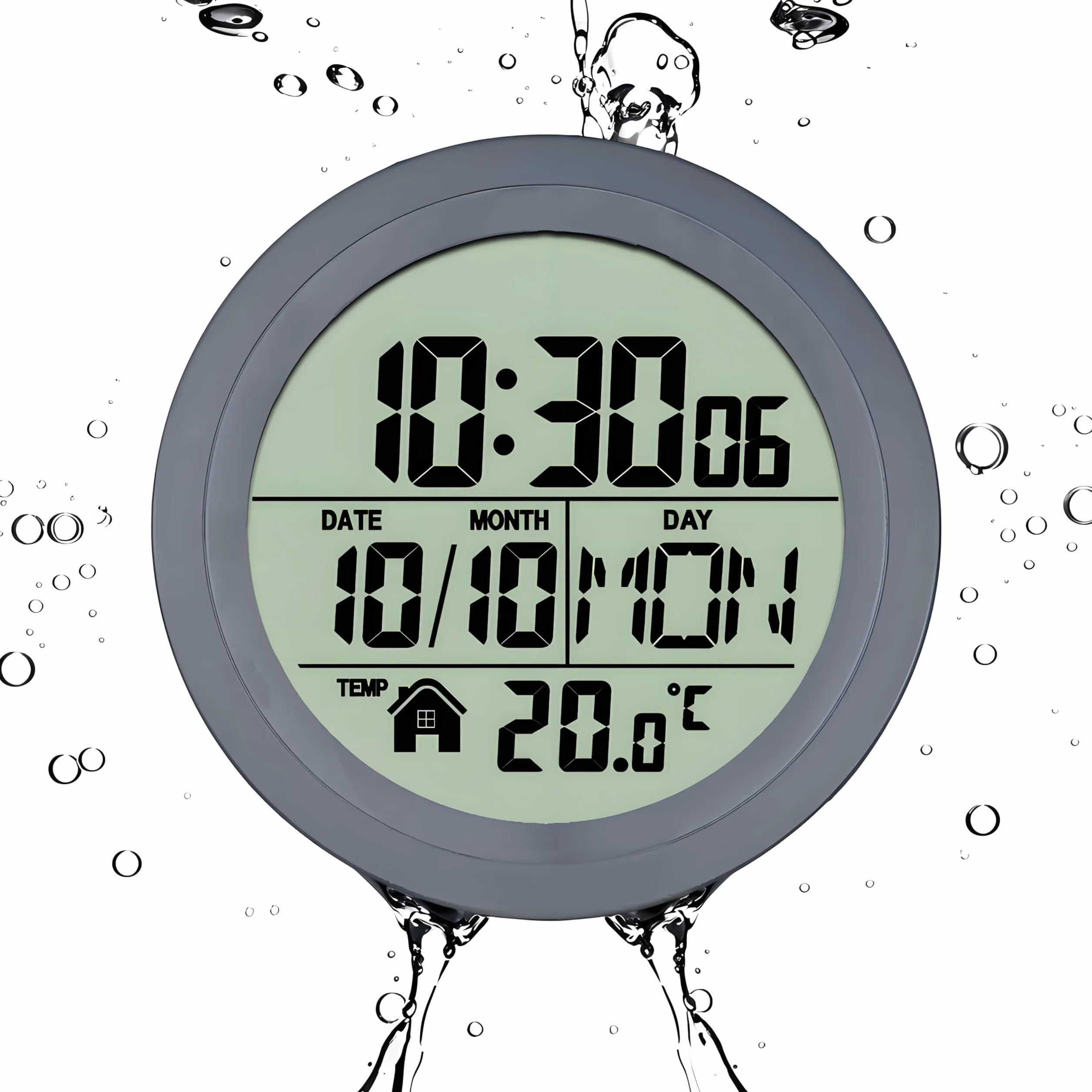 Cyfrowy zegar prysznicowy LCD wodoodporny z przyssawkami temperatura data