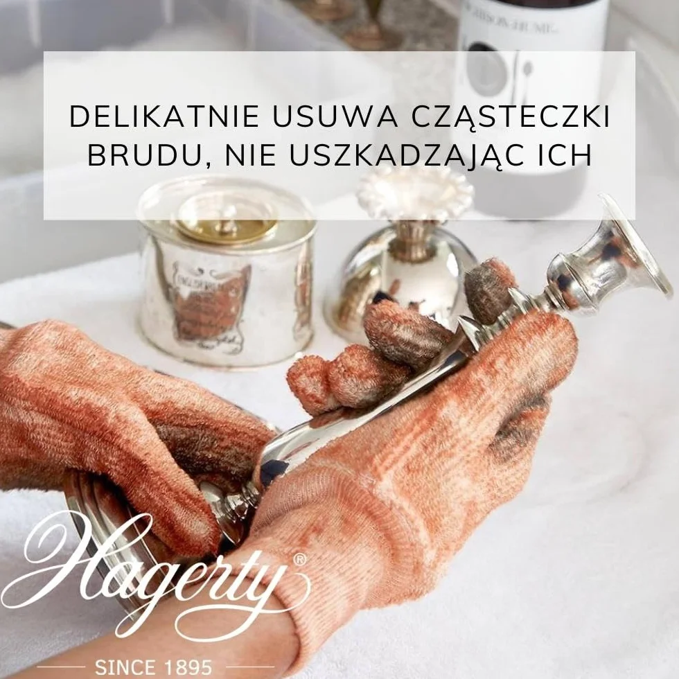 Hagerty Silver Gloves Rękawiczki do czyszczenia srebra z ochroną przed nalotem 1 para I Impregnowane rękawiczki do polerowania z bawełny I Praktyczne rękawiczki do srebra do czyszczenia srebra