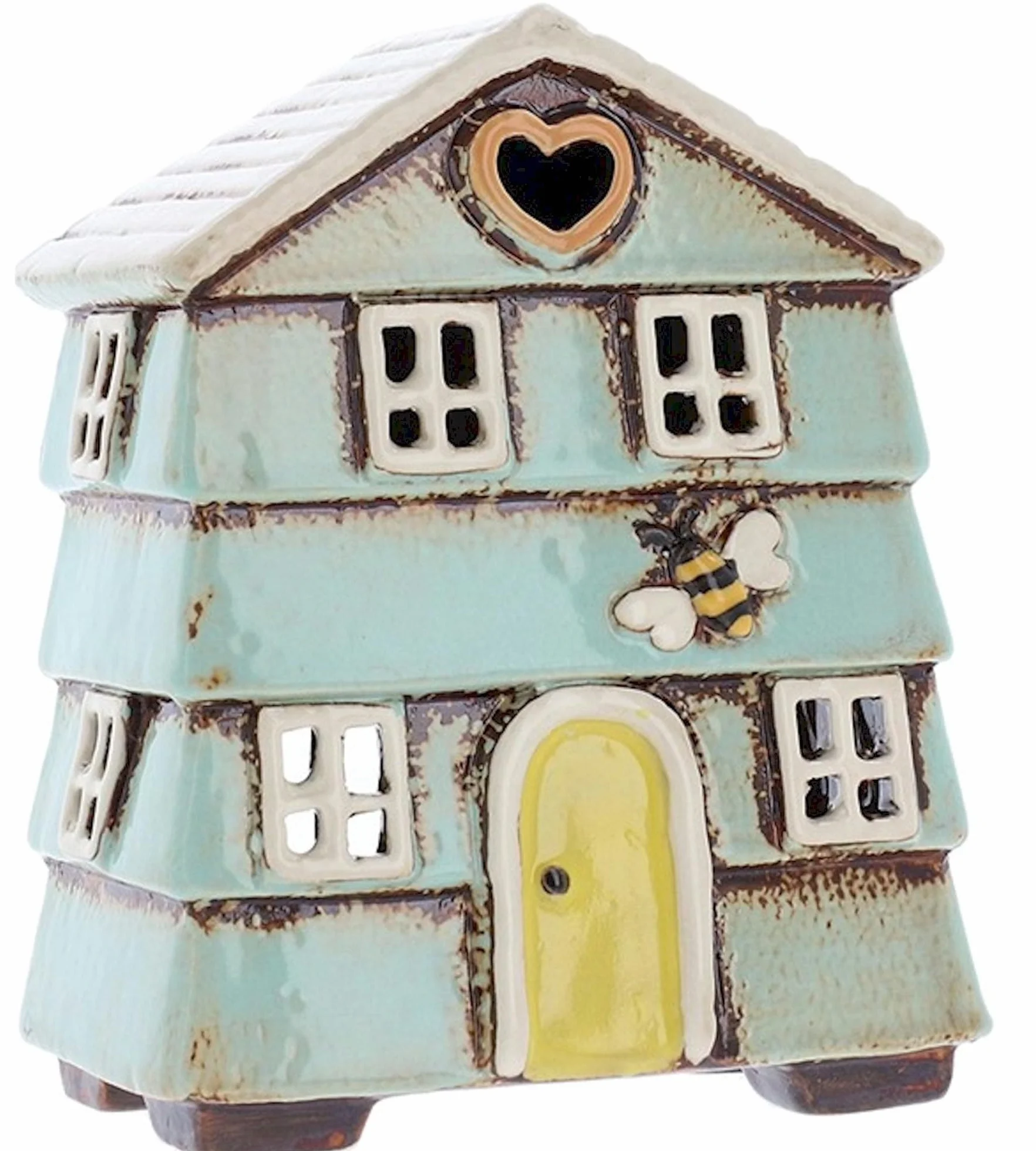 Village Pottery Aqua Blue Beehive House Tealight Holder