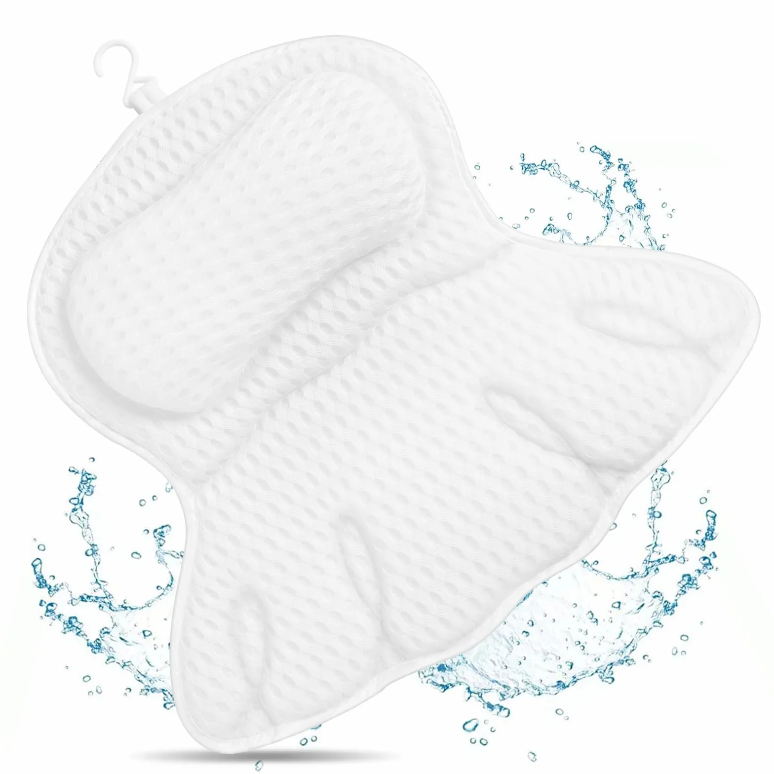 Flintronic Poduszka do kąpieli, luksusowa poduszka do wanny 4D na głowę, szyję, ramiona i plecy, ergonomiczna, oddychająca siatkowa poduszka do wanny SPA z 6 mocnymi przyssawkami, pasuje do wszystkich