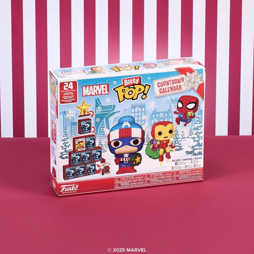 Funko Bitty Pop! Kalendarz odliczający: Marvel Comics - kalendarz adwentowy - 24 dni niespodzianek - minifigurka z winylu do kolekcji - tajemnicze pudełko, pomysł na prezent, na Boże Narodzenie