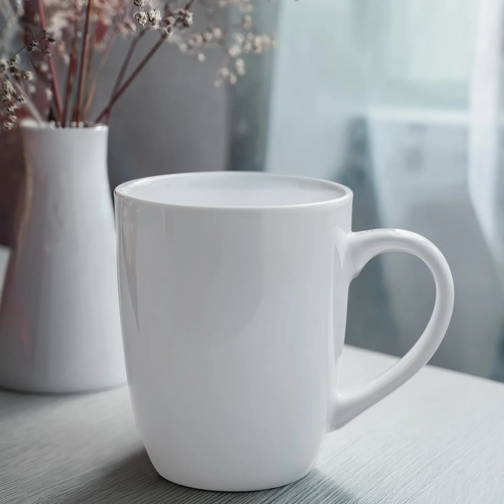 Glasmark Krosno Zestaw Kubków Ceramicznych 0,3 Litra Do Picia Kawy i Herbaty Z Uchem - Akcesoria Kuchenne Białe 6 x 300 ML