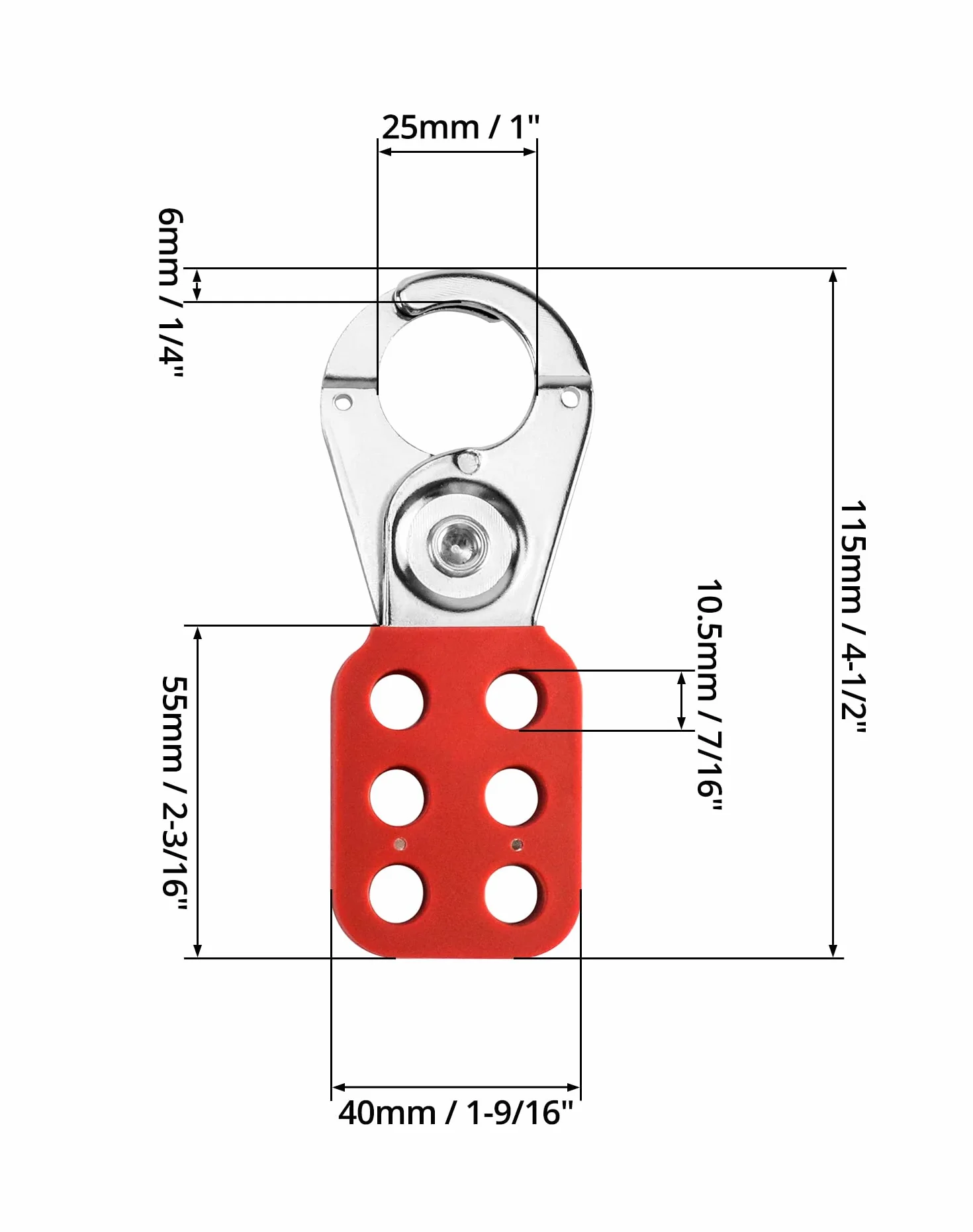 QWORK® Lock Out Tag Out Hasp, 6 Pack Tamper-Proof Stainless Steel Padlock Hasp with Extended Jaw, Red