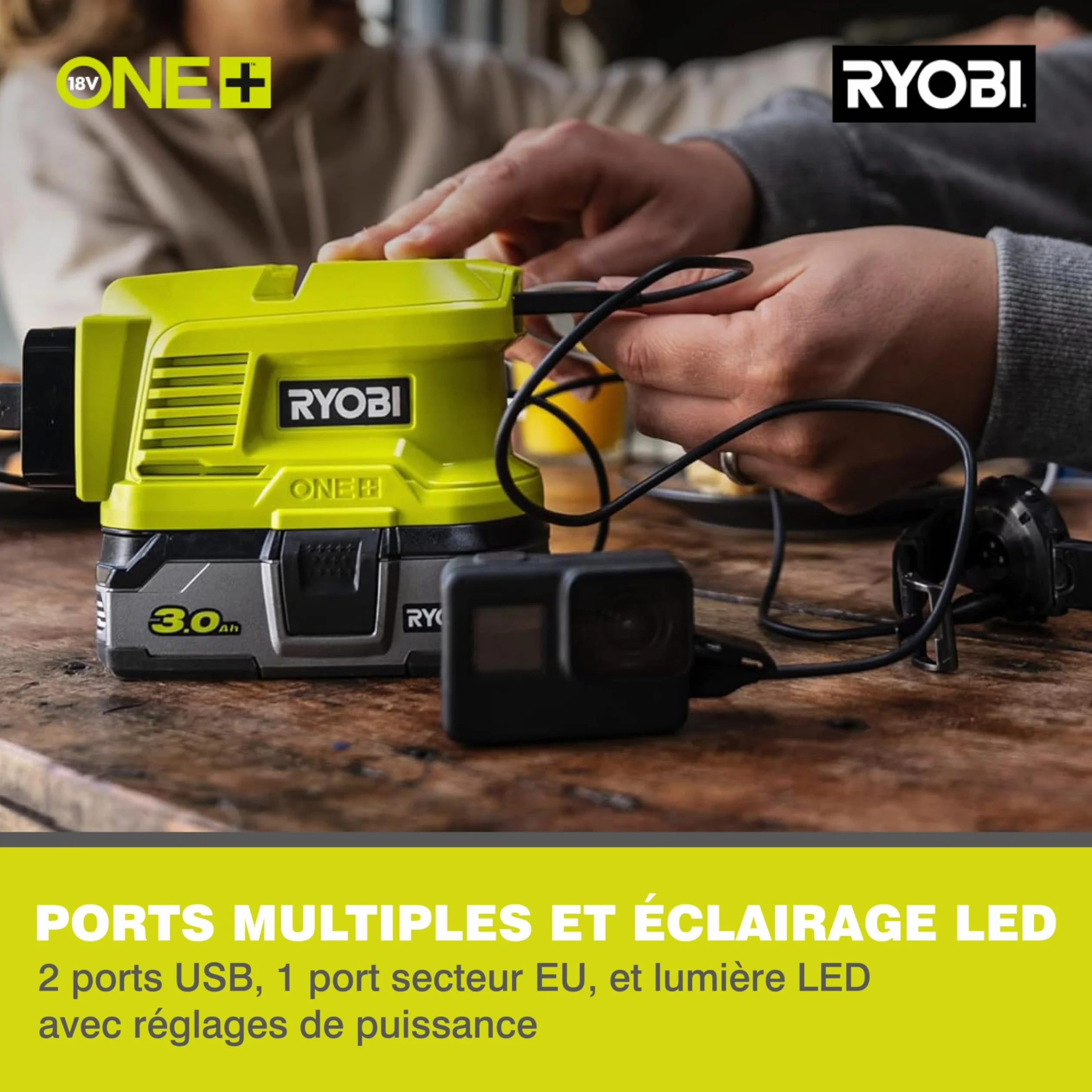 Ryobi - Mini Wielofunkcyjne Narzędzie 4V - 5000-25 000 Obr Na Min - Wymiana Akcesoriów Bez Użycia Narzędzi - Kabel Usb C - Dostarczany Z 15 Akcesoriami - Rrt4-120Ga15