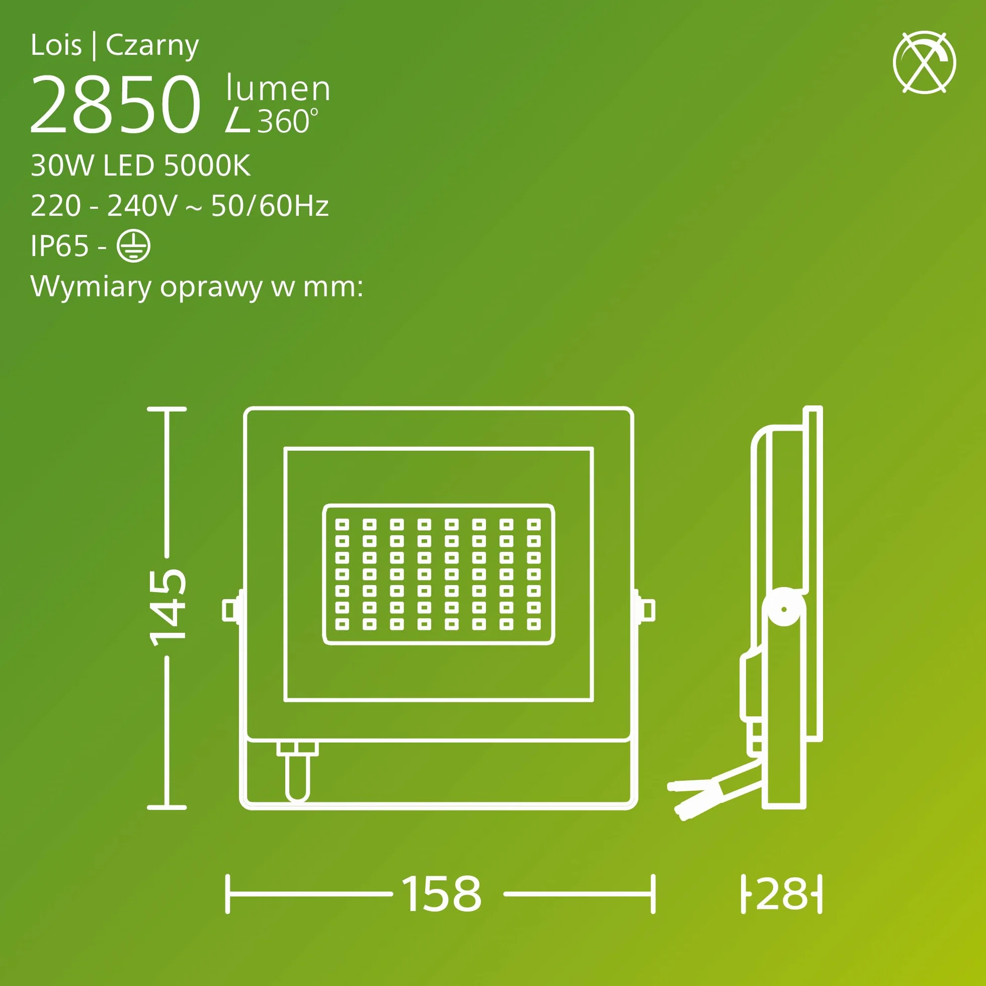 Philips Lois Zewnętrzna Lampa Floodlight, 30 W, 5000 K, Czarna