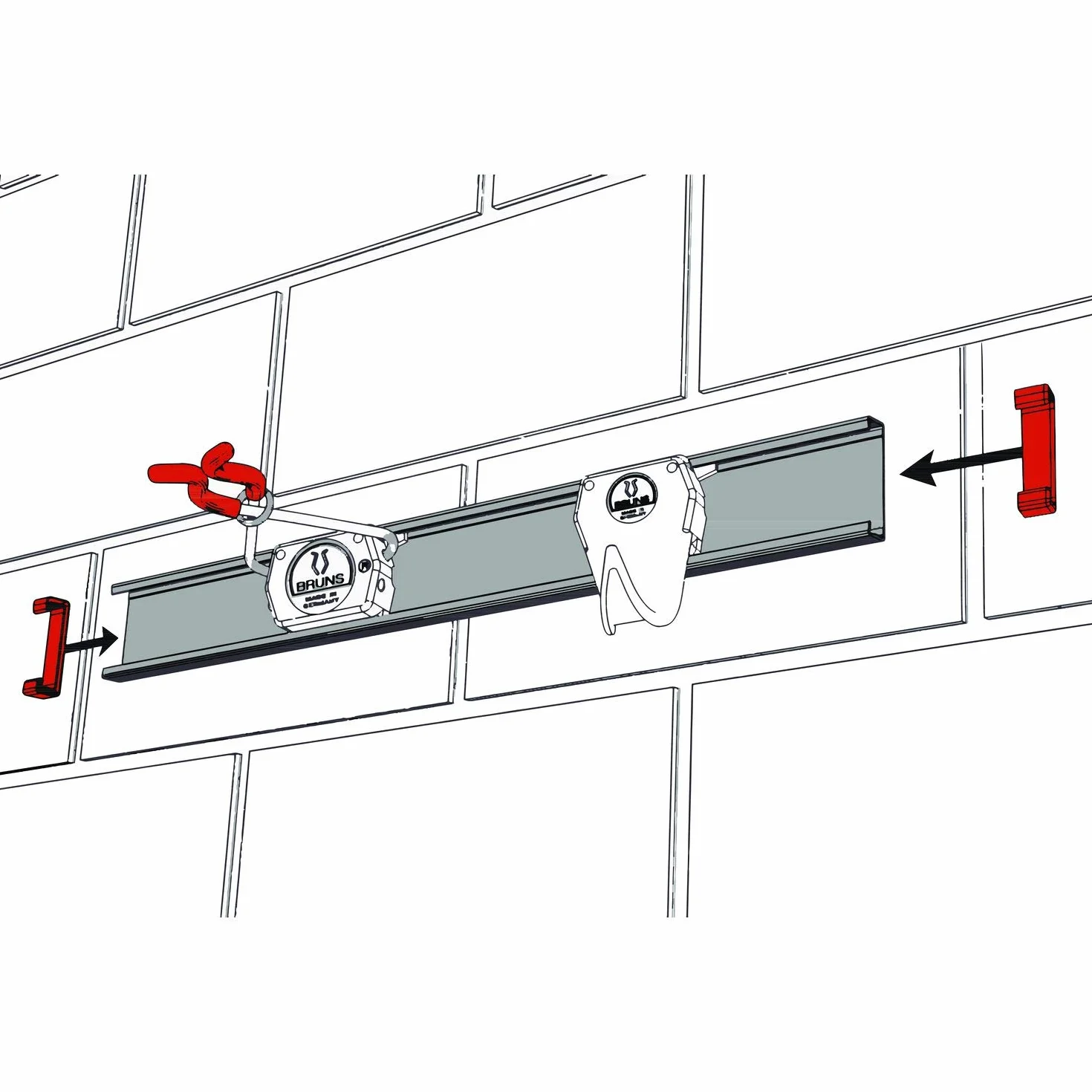 BRUNS SB5.07 Aluminiowy Zestaw Uchwytów na Urządzenia z Szyną Prowadzącą, 750 mm