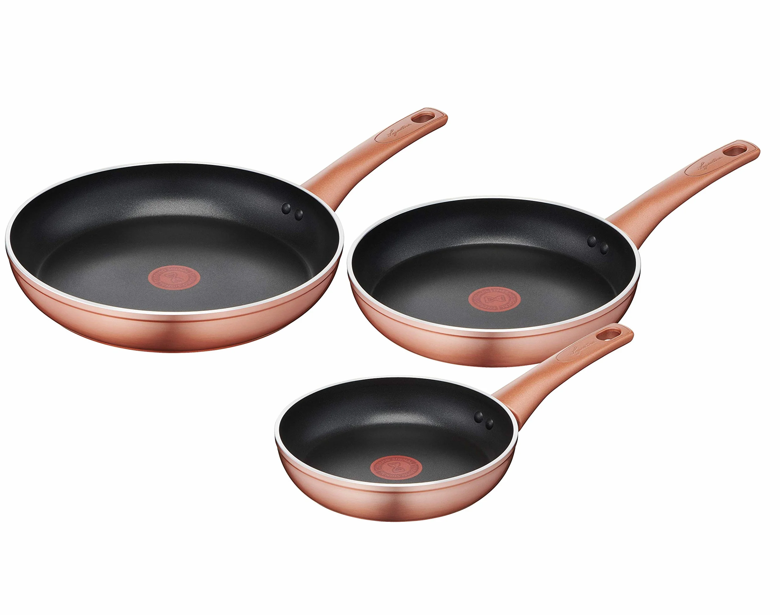 Lagostina Ramata Zestaw Patelni Nieprzywierających, Aluminiowy Tworzywo Sztuczne, Miedziany, 20-24 - 28 cm