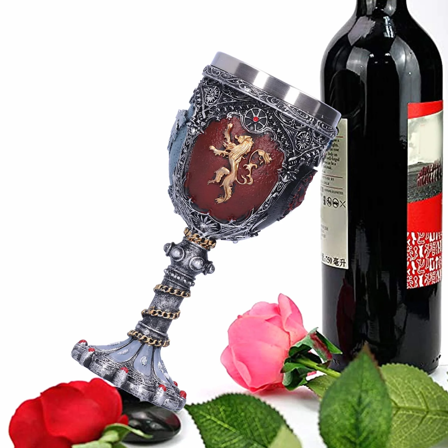 Średniowieczny Płomień Smoka Kielich do Wina-fantasy Kielich do Wina-11 Uncji Kubek do Picia ze Stali Nierdzewnej-gotycki Kielich do Wina na Nowości Halloween Bar Party