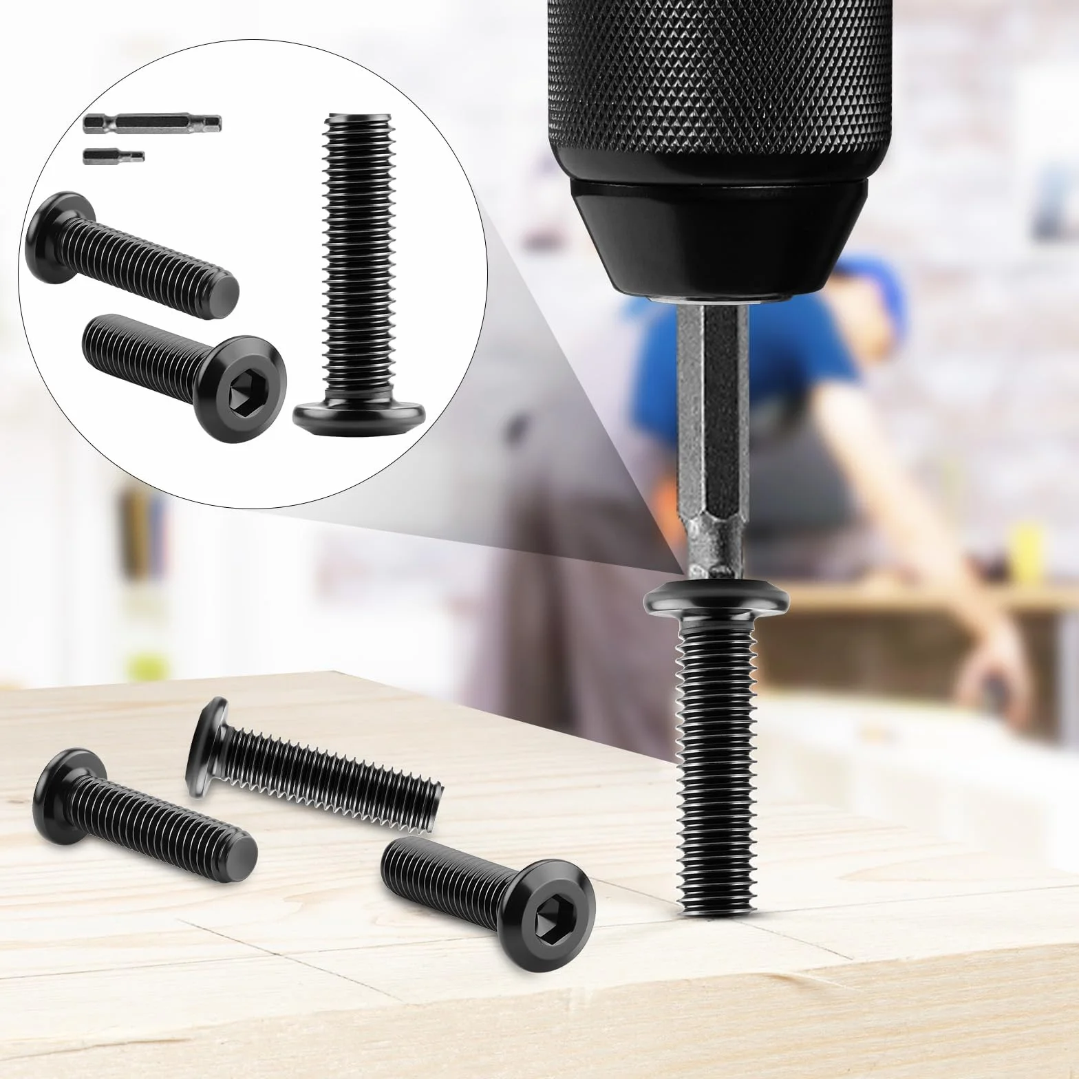 22 sztuki śrub z łbem płaskim M8 x 40 mm, śruby M8, czarne, śruby z łbem soczewkowym, ze stali nierdzewnej, A2 V2A, wkręty maszynowe ze śrubokrętem, do montażu, konserwacji, gospodarstwa