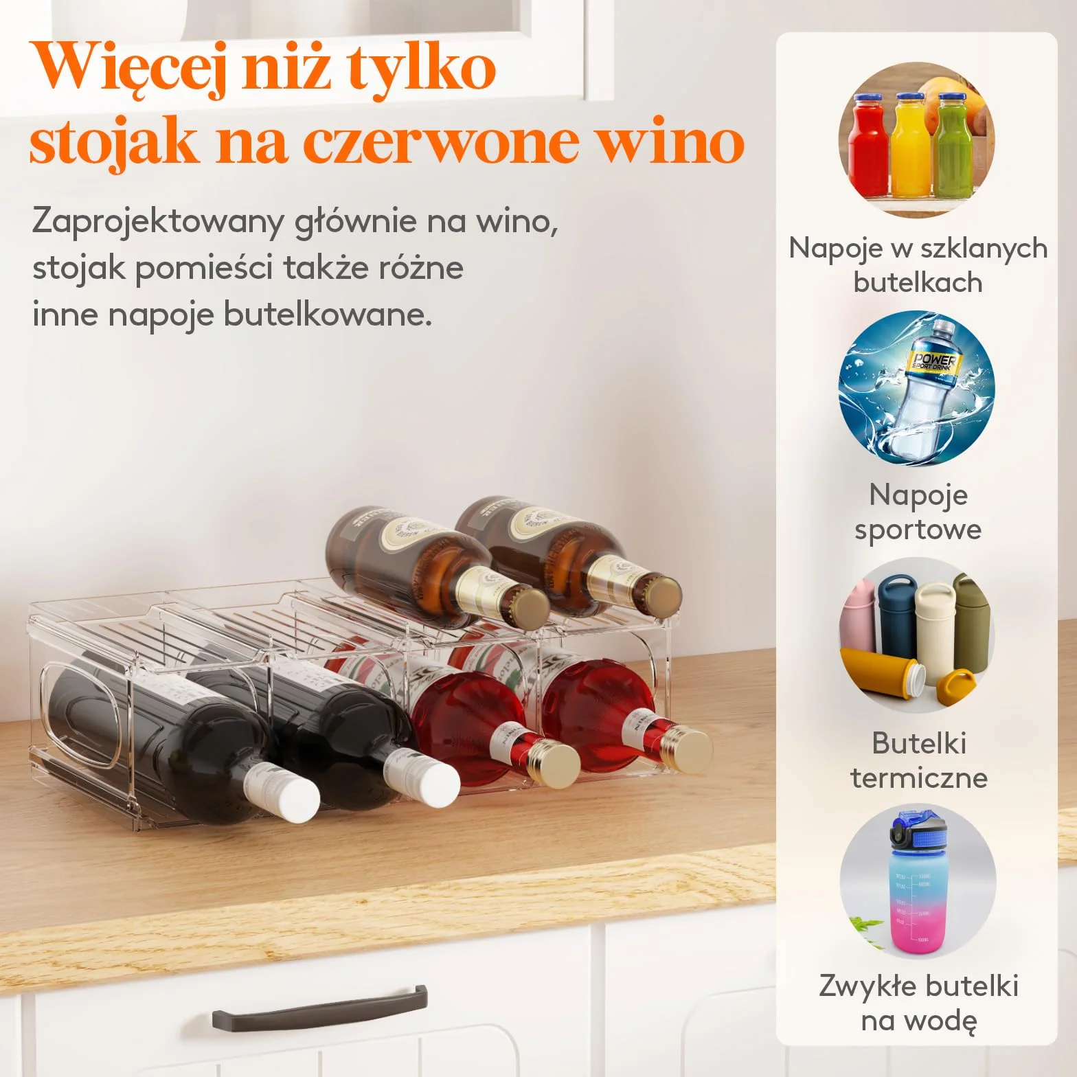 Lifewit Plastikowy stojak na wino 8 butelek 2 poziomy 42 x 20 x 12,5 cm