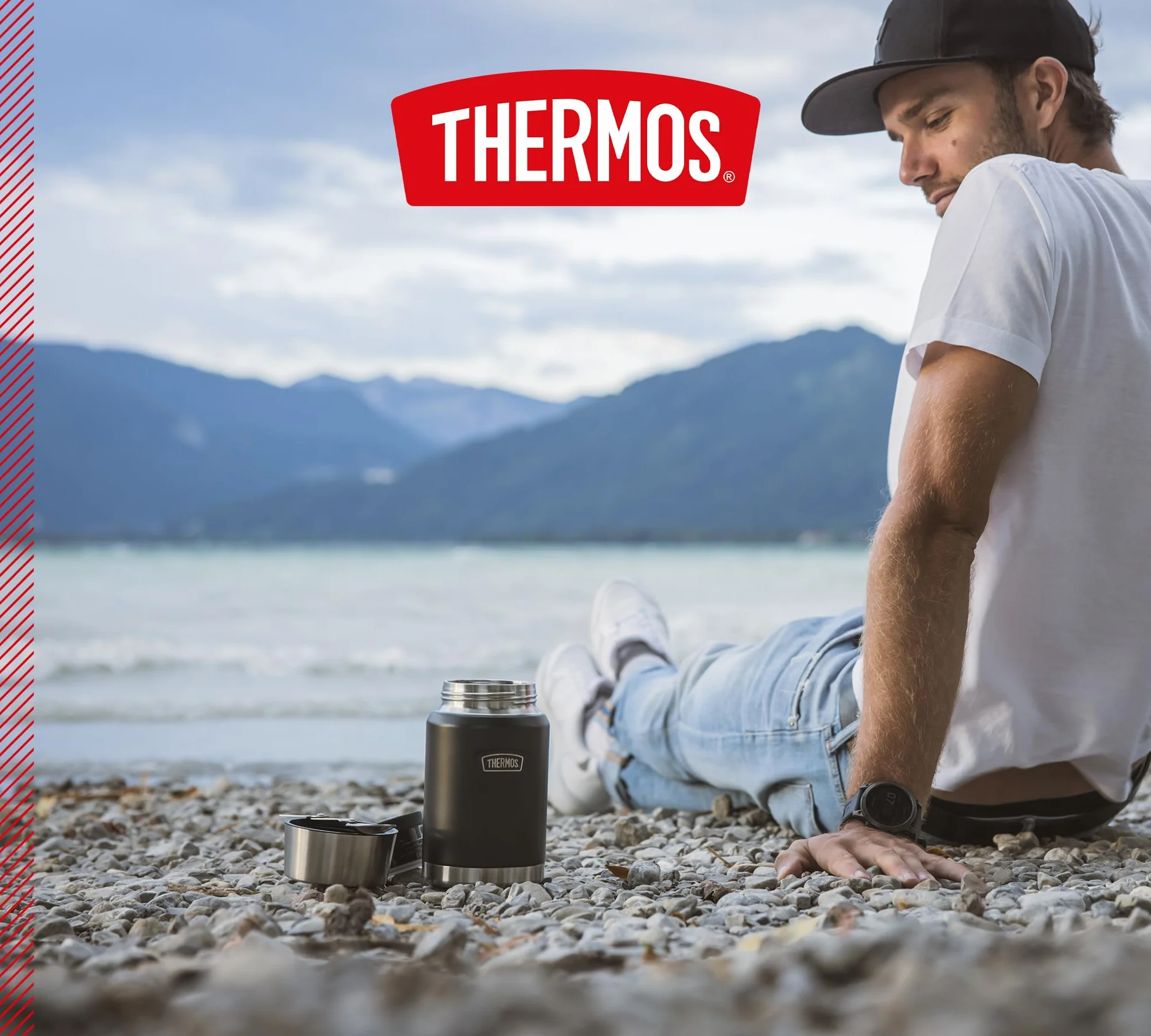 Thermos ICON Food Jar 0,71 l, ciemnoszary/grafitowy matowy, naczynie na jedzenie 710 ml, podwójne ścianki ze stali nierdzewnej 18/8, utrzymuje ciepło i zimno, ze składaną łyżką, antypoślizgowe dno,