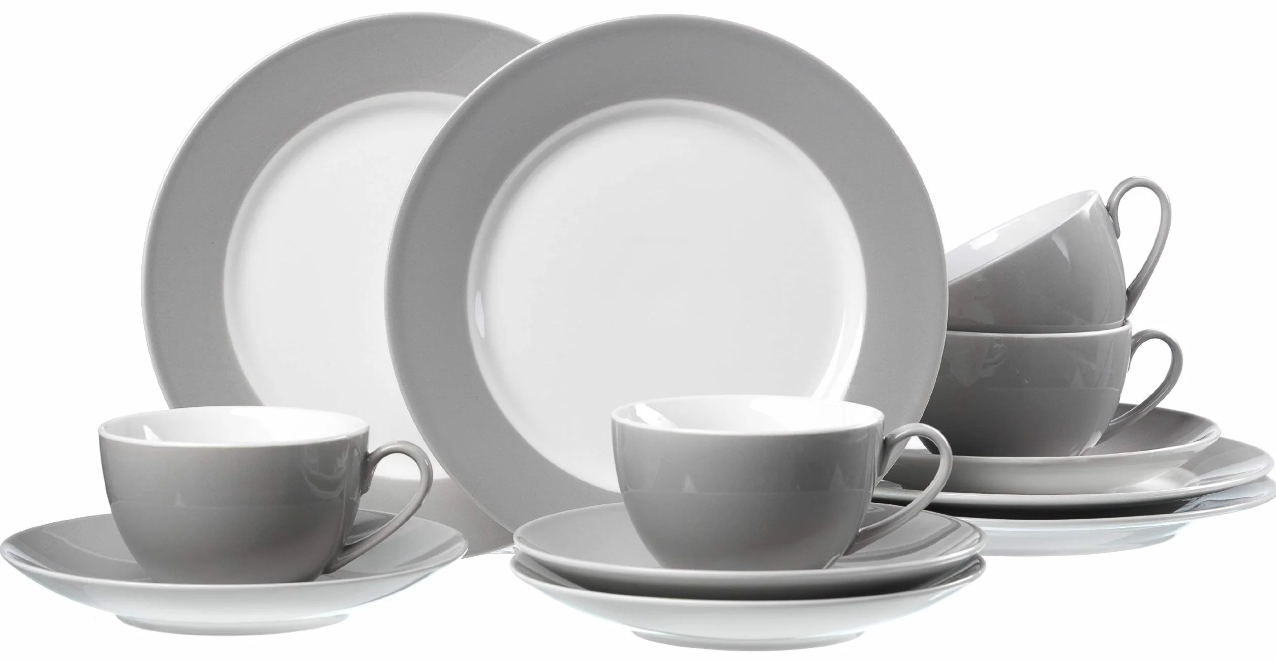 Ritzenhoff & Breker Serwis do kawy Doppio, 12-częściowy, porcelanowe naczynia, szary