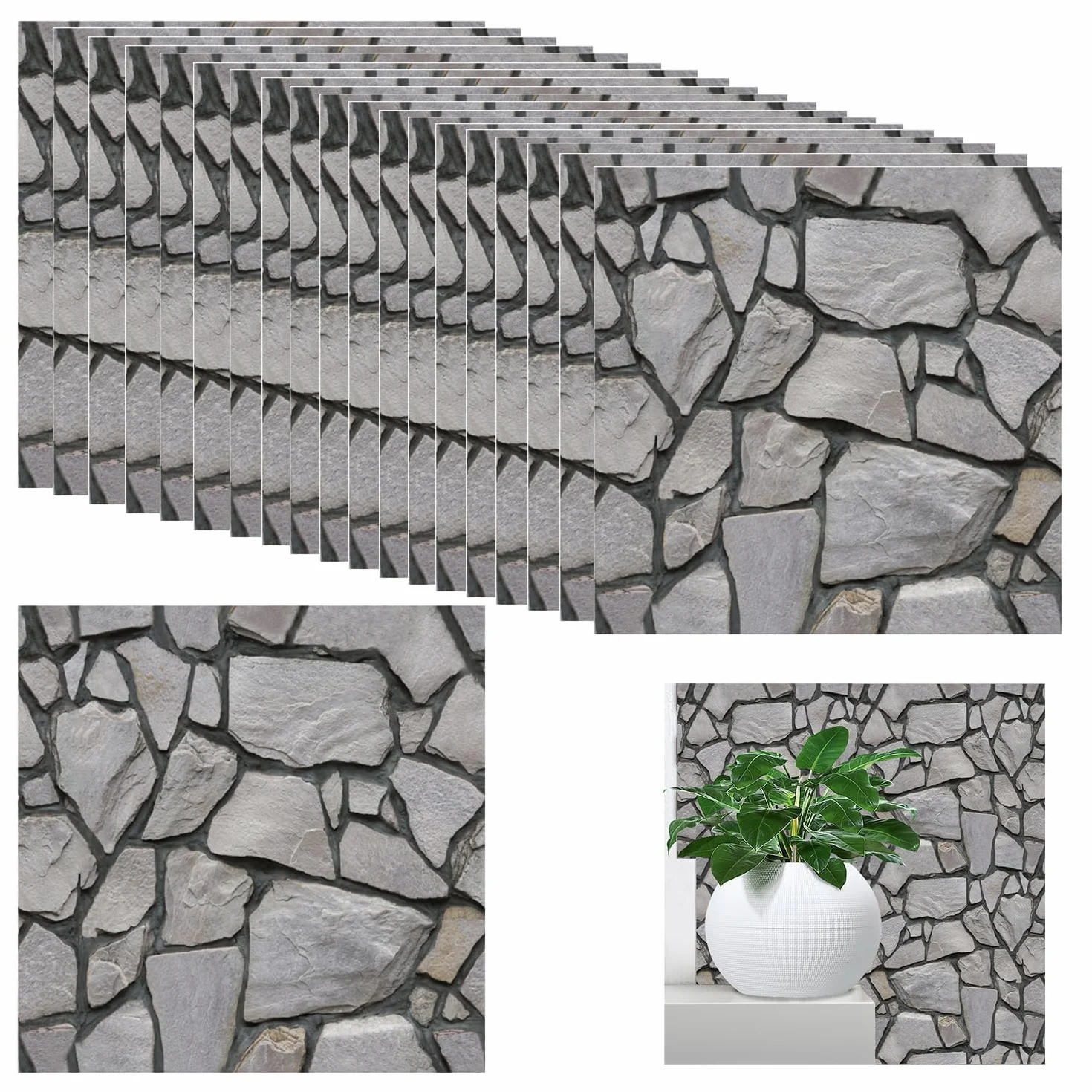 20 sztuk paneli ściennych 3D o wyglądzie kamienia, samoprzylepne, 30 × 30 cm, panele ścienne z płyt z tworzywa sztucznego, wodoodporne tapety z cegły PCW, do wnętrz, pomieszczeń biurowych