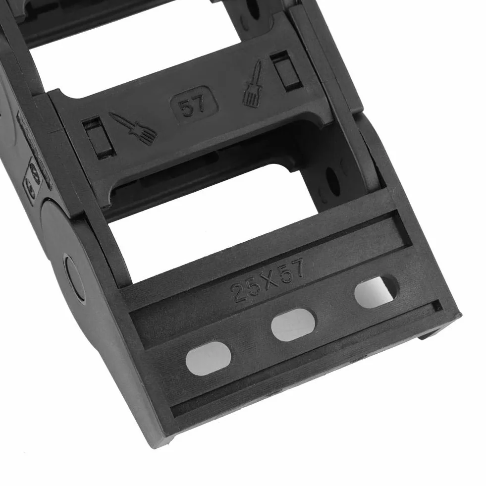 Łańcuch holowniczy o długości 100 cm 25 x 57 mm czarny nylon otwarty po obu stronach e-prowadnik kablowy e-prowadnik grawerki CNC łańcuszek kablowy