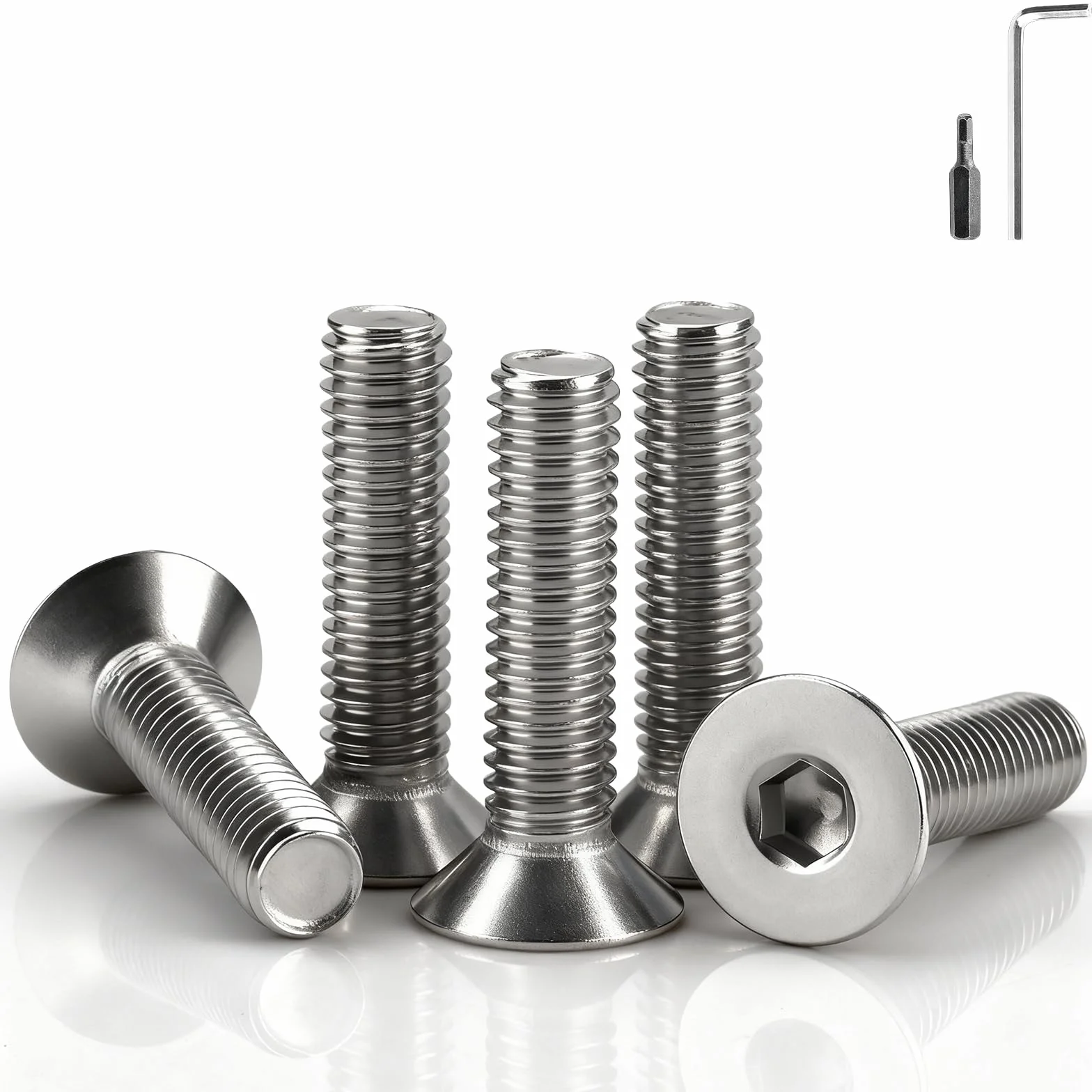 Śruby z łbem wpuszczanym M6 ze stali nierdzewnej, 50 sztuk M6 x 20 mm, z łbem wpuszczanym, z łbem stożkowym, DIN 7991/ISO 10642, śruby z łbem płaskim, metryczny gwint standardowy do napraw