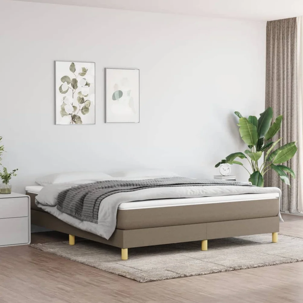 vidaXL Łóżko kontynentalne, kolor taupe, obite tkaniną, 180x200 cm, łóżko, podwójne łóżko, łóżko dwuosobowe, łóżka, podwójne łóżka, łóżka dwuosobowe