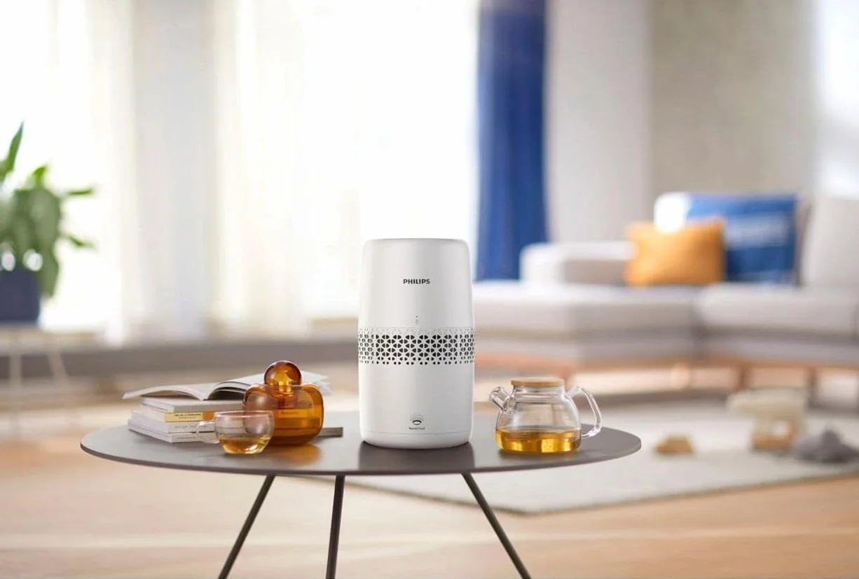Philips Nawilżacz powietrza z serii 2000, higieniczny nawilżacz powietrza, 99,97% mniej bakterii, zbiornik na wodę 2 l, 190 ml/h, do pomieszczeń do 31 m², ultra cichy (32 dB)
