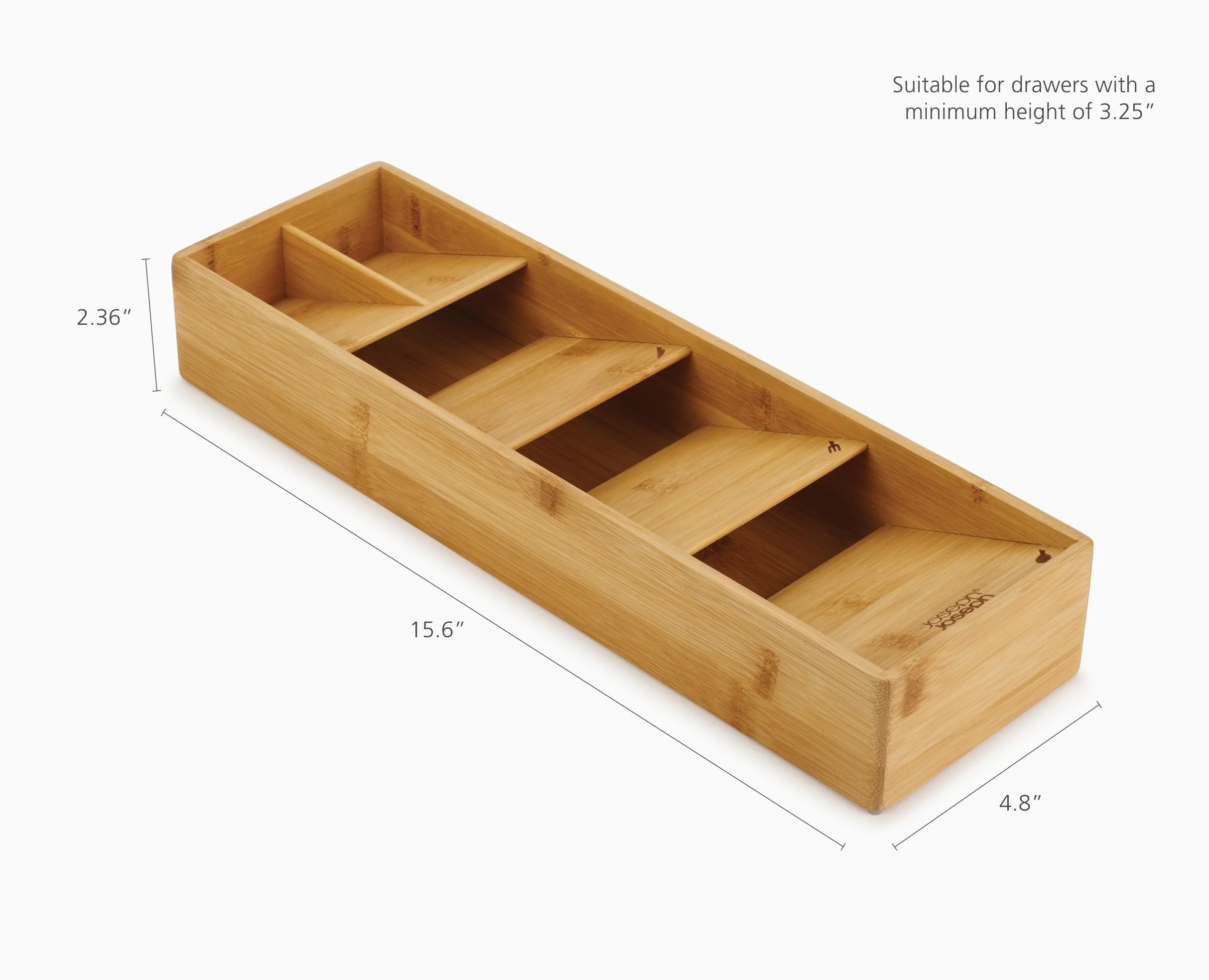 Joseph Joseph Drawer Store - Organizator szuflad na sztućce, 5 przedziałów, mieści 24+ sztuk- Kompaktowy, Bamboo