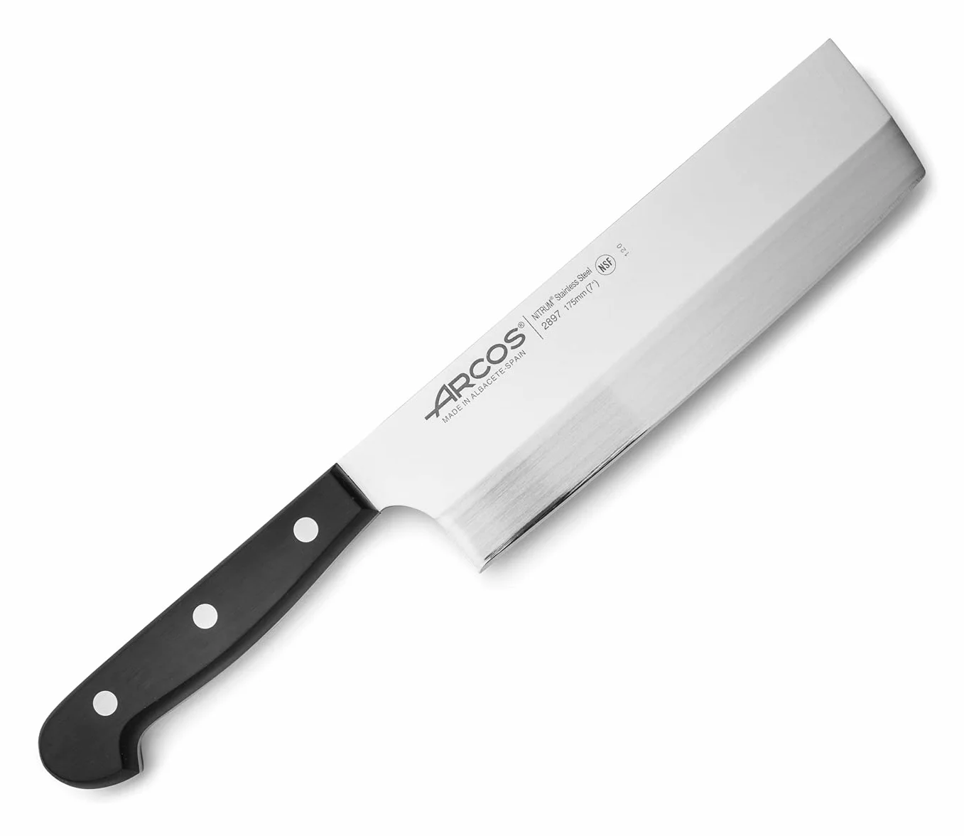 ARCOS Universal Nóż Usuba lub Azjatycki o długości 175mm do krojenia Warzyw; Japoński Nóż ze Stali Nierdzewnej do Kuchni; Kolor Czarny