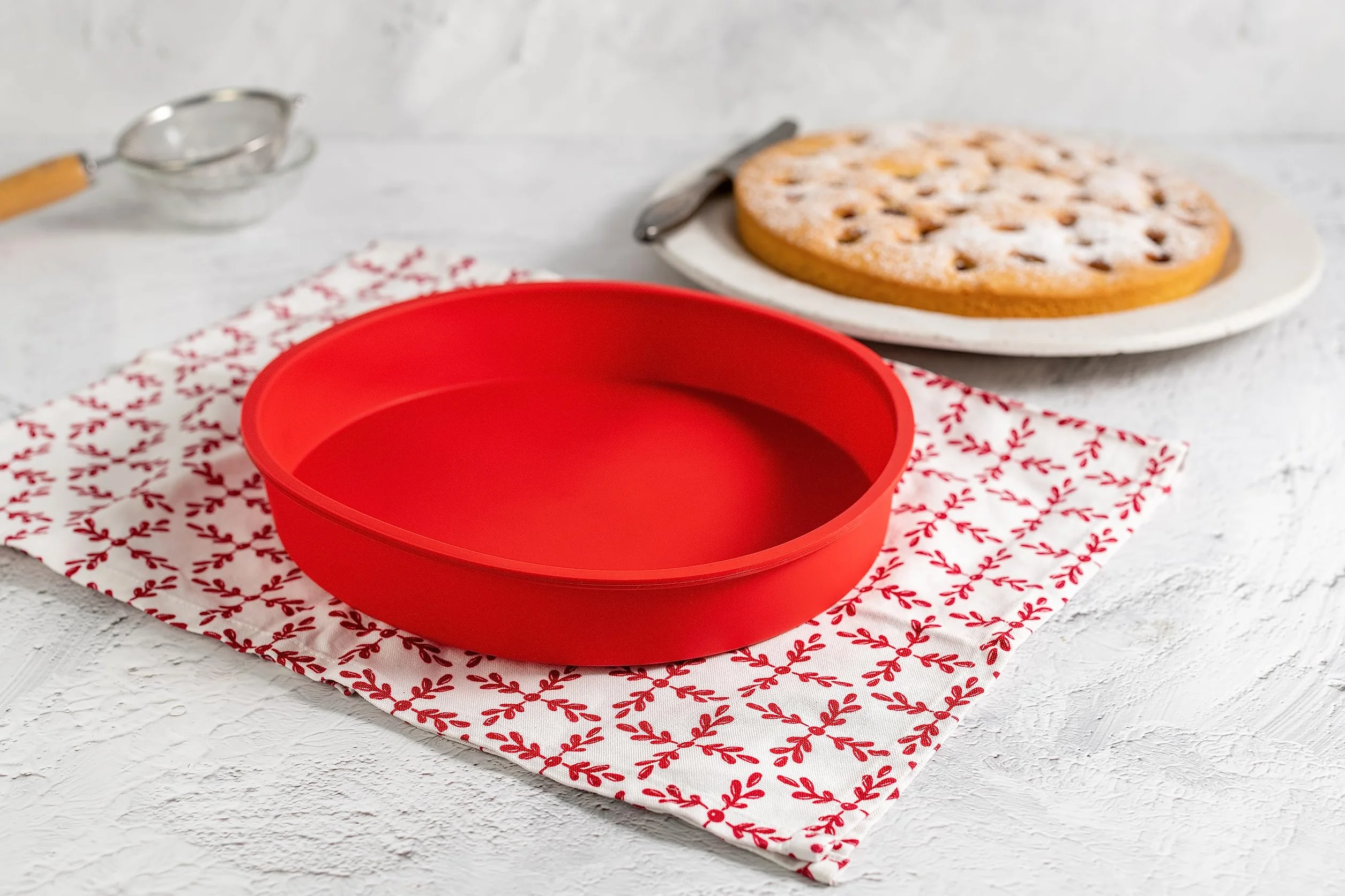 Dr. Oetker Okrągła Elastyczna Forma do Ciasta Owocowego, Silikon, Czerwona, Ø 26 cm
