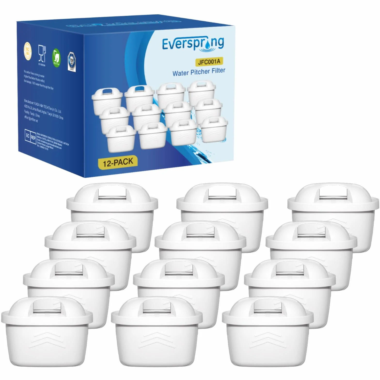 EVERSPRING Wkład filtra do czajnika, Kompatybilny z Brita Maxtra+, Maxtra Plus, Mavea, Anna Duomax, 12 Sztuki