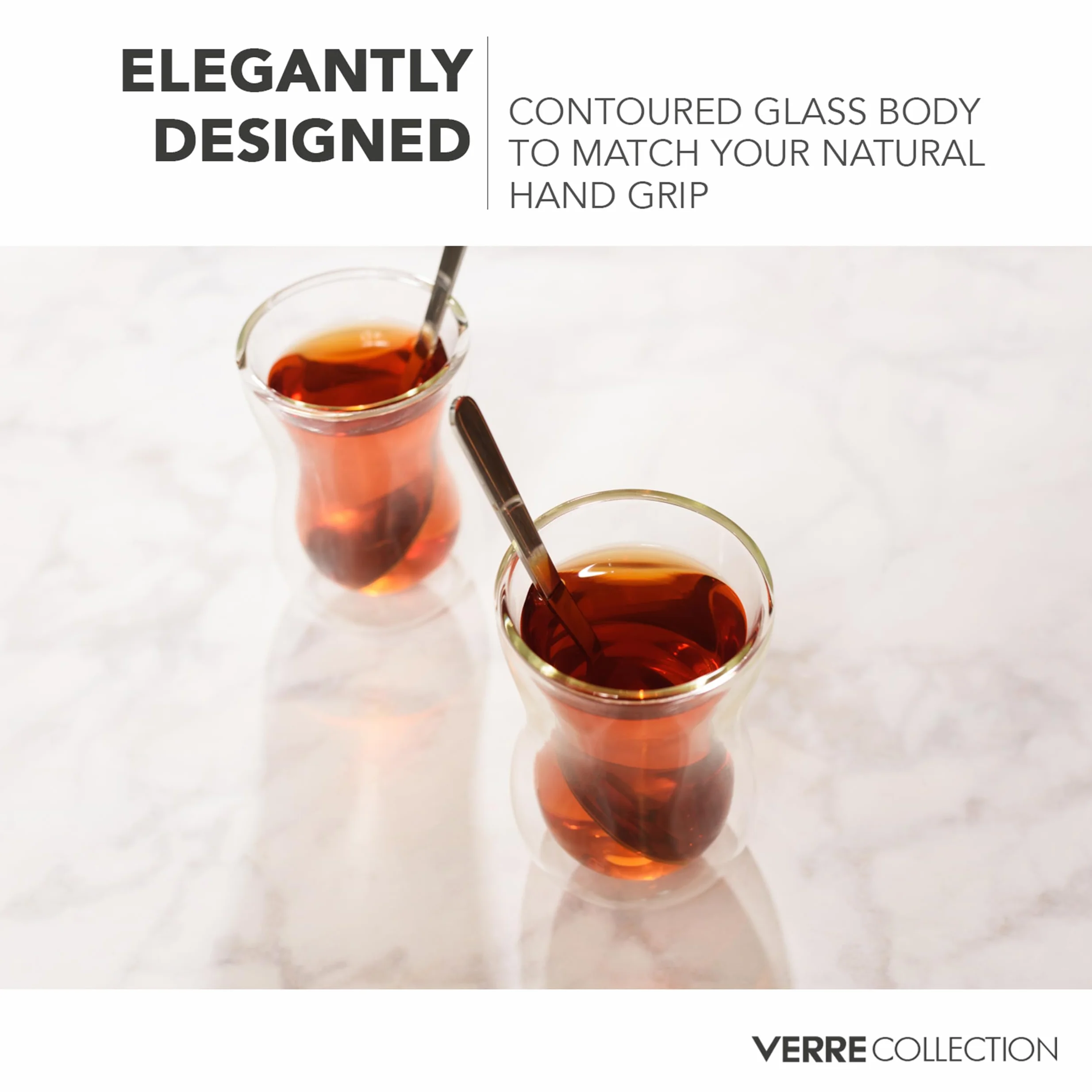Verre Collection Tureckie kubki do herbaty, podwójne ścianki, 120 ml, zestaw 2 szt., turecki zestaw do herbaty, izolowane, szklane kubki do herbaty, odporne na wysokie temperatury