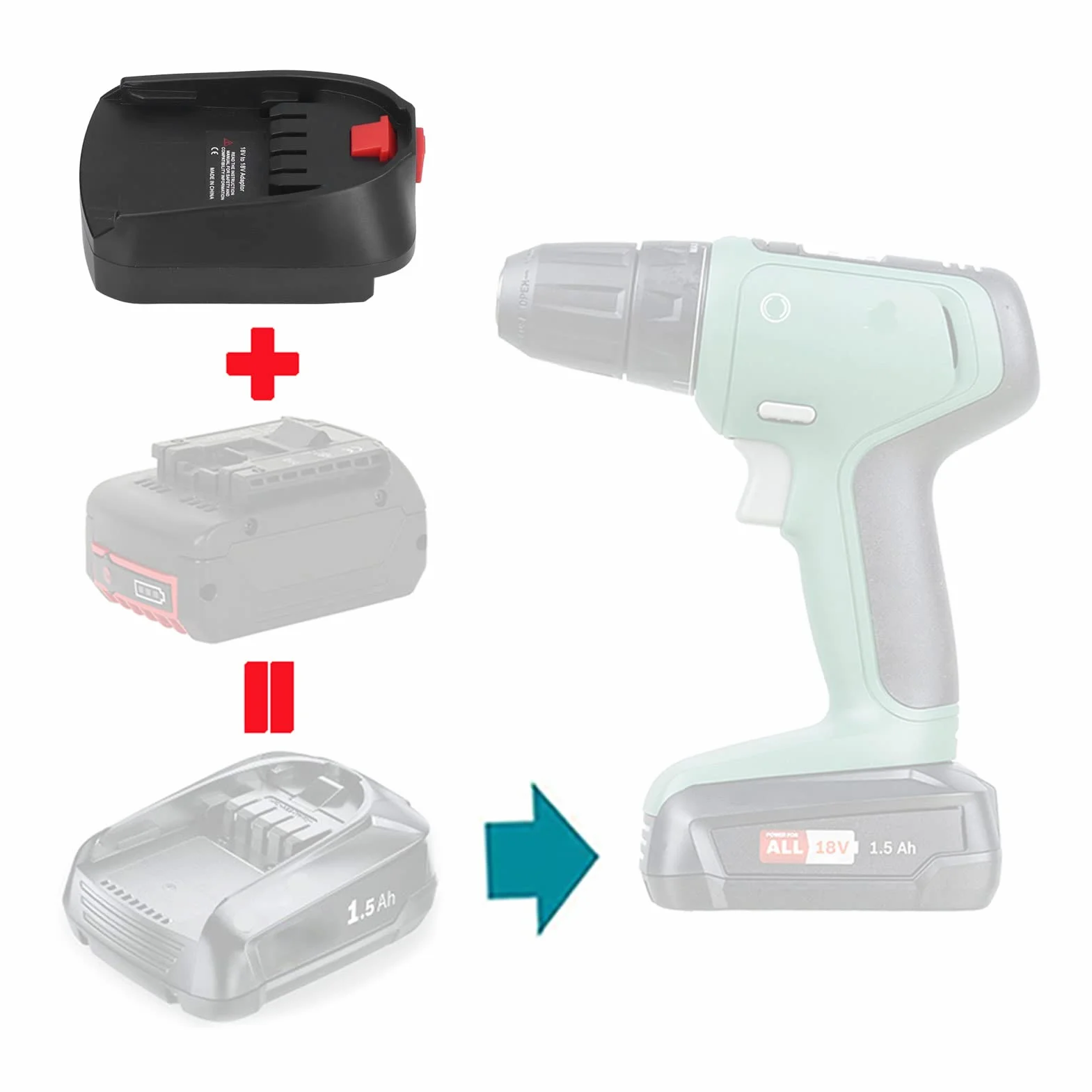 Adapter Akumulatora, Konwerter Akumulatora do Typ B na Typ C, Kompatybilny z Akumulatorami Litowo-jonowymi BAT618 18V Elektronarzędzie BOSB18C, Odporny na Wysokie Temperatury