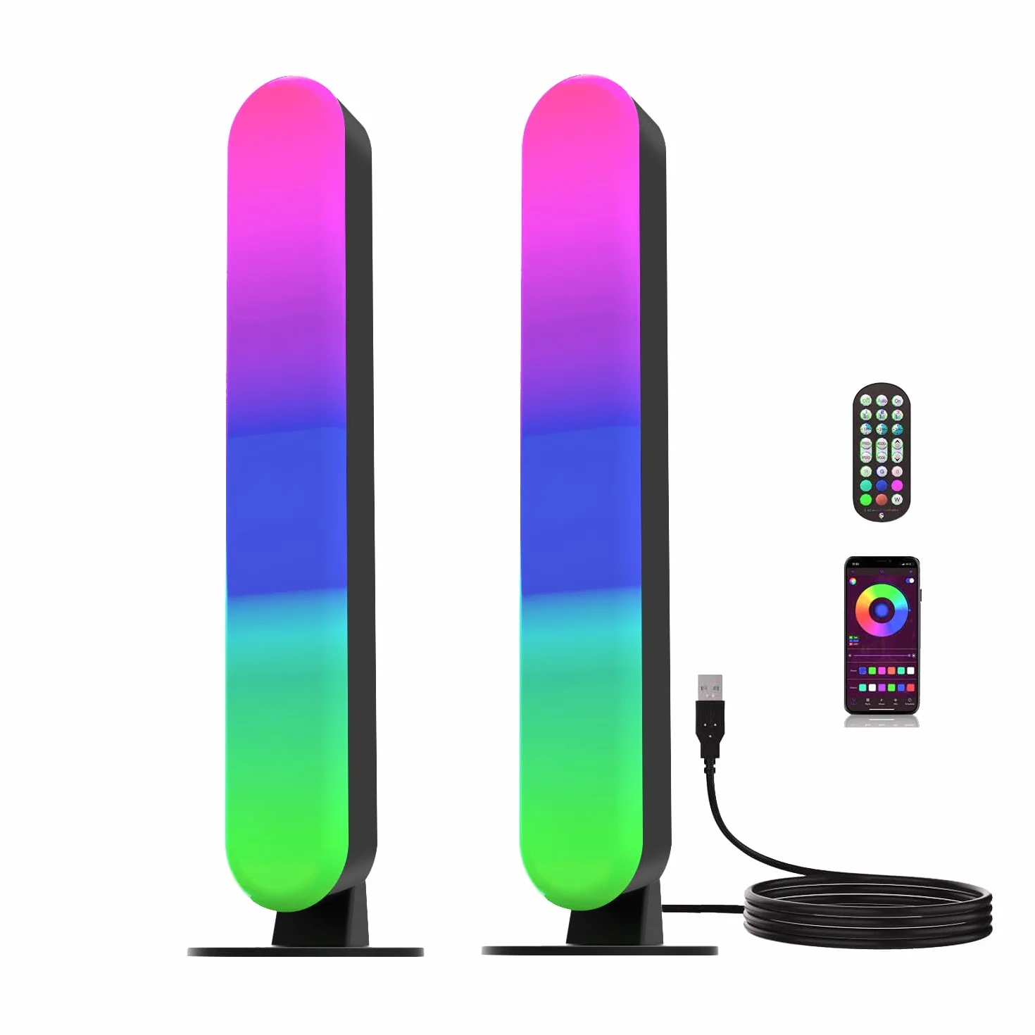 ThreeH Listwa świetlna RGB LED lampa stołowa do gier podświetlenie telewizora oświetlenie otoczenia zasilanie USB z aplikacją i pilotem zdalnego sterowania kolory synchronizacja muzyki