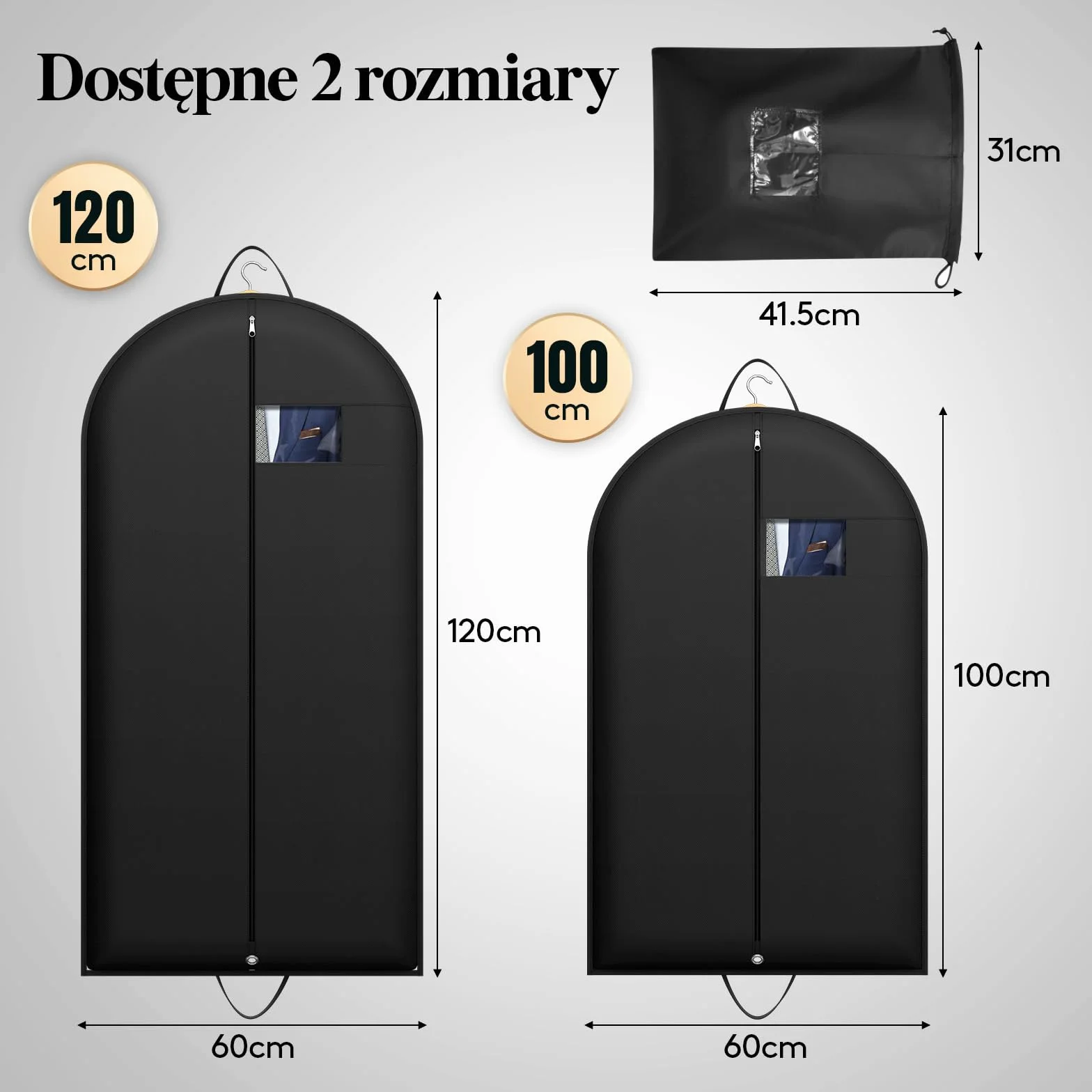 Lifewit Pokrowiec na Ubrania z 1 Workiem na Buty, Trwały Wodoodporny Pokrowiec Wiszący, Składane Etui do Przechowywania Odzieży do Szafy i Podróży, 100 x 60 cm, Zestaw 3 Sztuk