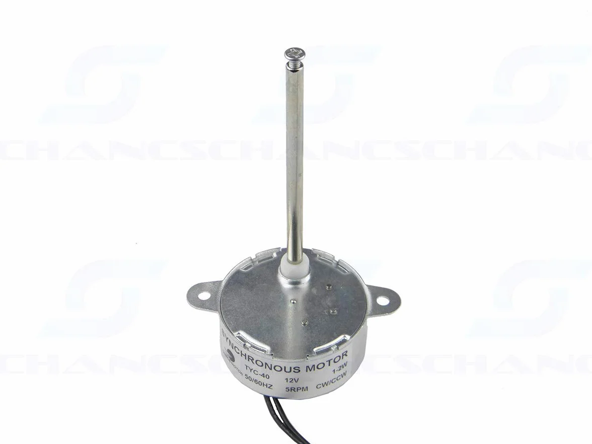CHANCS TYC-40 mały silnik synchroniczny DC 12 V 5 obr./min, długość wału wewnętrznego 74 mm CW/CCW, silnik elektryczny, reduktor biegów, silnik 2 szt