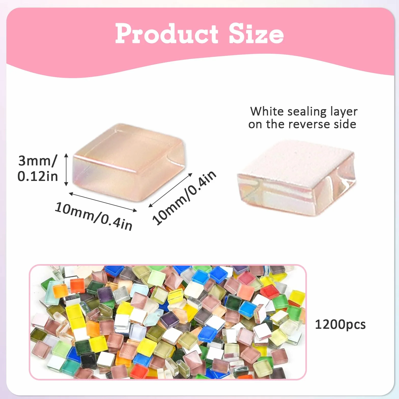 Kamienie mozaiki szklanej, kwadratowe kamienie mozaikowe do majsterkowania, 1 x 1 cm, kolorowe kamienie mozaikowe, ok. 1200 sztuk, kryształowe mozaiki, mini płytki mozaikowe do projektów artystycznych