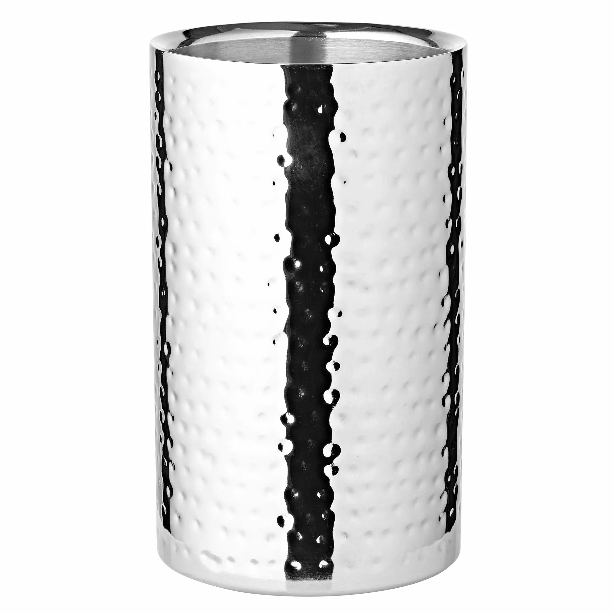 EDZARD Nebraska chłodziarka do butelek, wysokość 20 cm, średnica 12 cm, na 1 butelkę, z podwójnymi ściankami, stal nierdzewna polerowana na wysoki połysk, młotkowana, ręczna robota – chłodziarka do