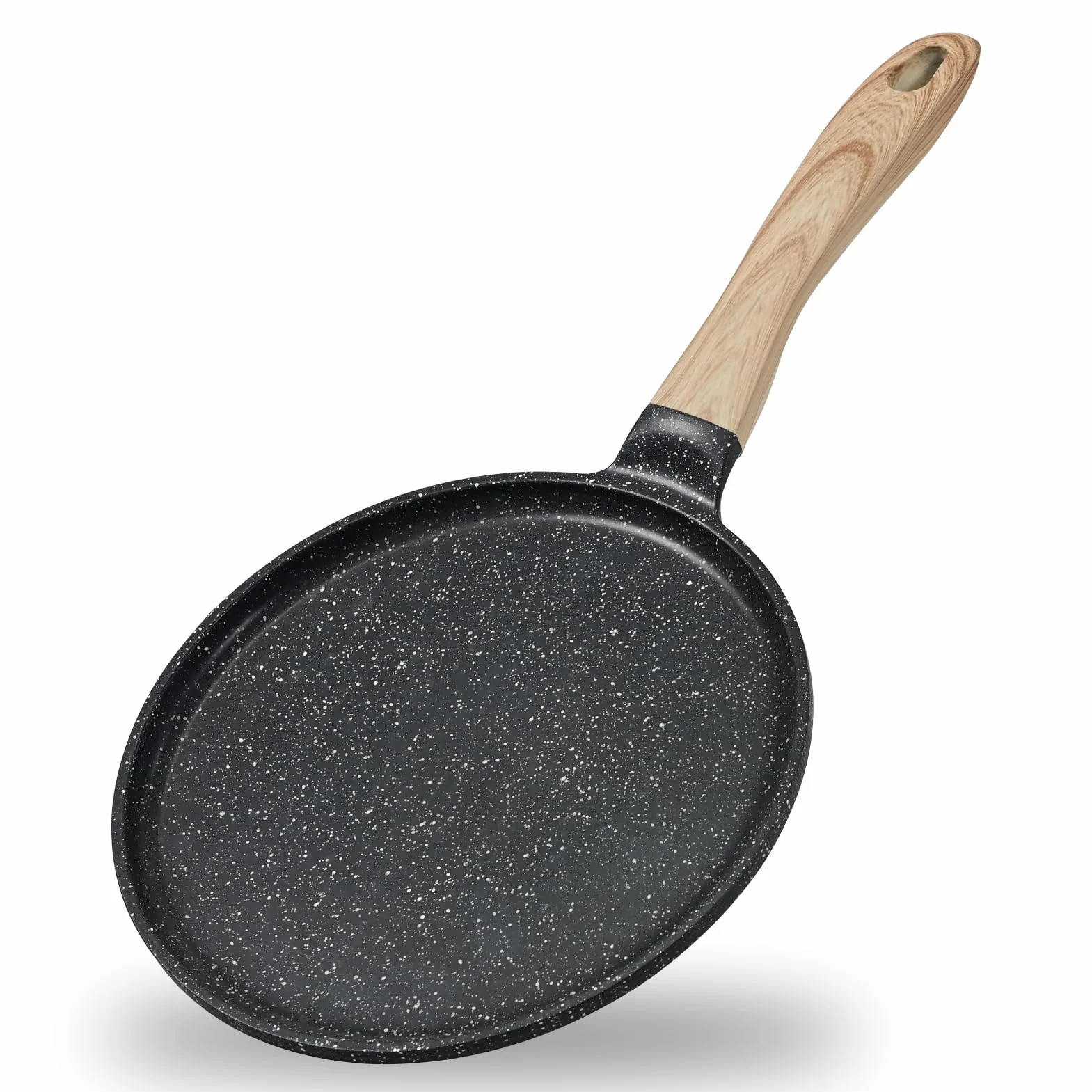 JEETEE Patelnia do naleśników 24 cm, powłoka granitowa, nieprzywierająca, uchwyt bakelitowy, kompatybilna z indukcją, szara