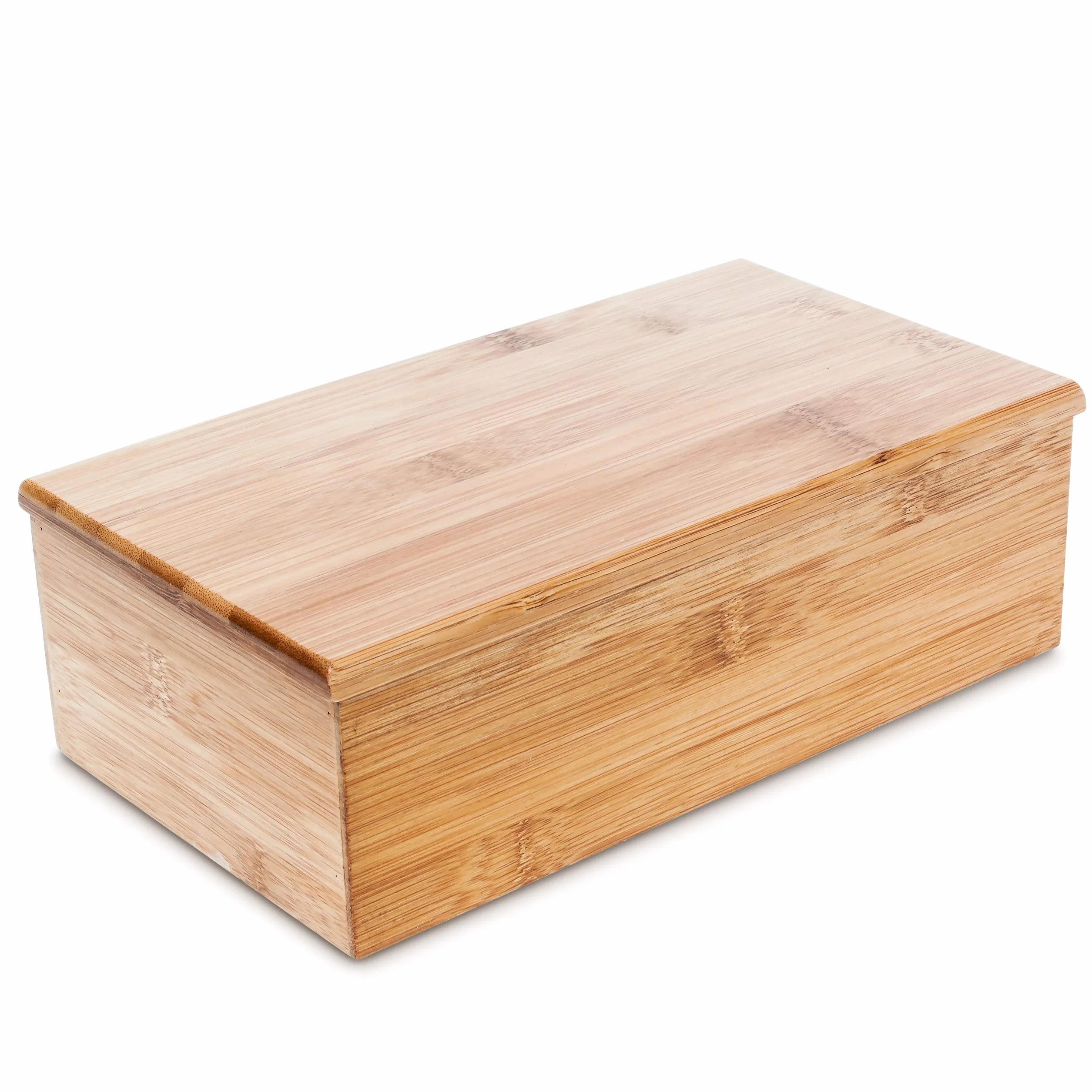 Relaxdays Pudełko na herbatę (wys. x szer. x gł.): 9 x 28,5 x 16 cm, z bambusa, z otwieraną pokrywką, puszka na herbatę z 4 przegródkami, na około 80 torebek herbaty jako pudełko na torebki herbaty i