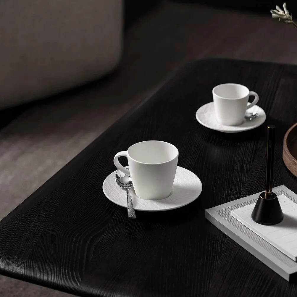 Villeroy und Boch - Manufacture Rock blanc spodek do kawy, o pięknym kształcie z porcelany premium, nadaje się do mycia w zmywarce, biały