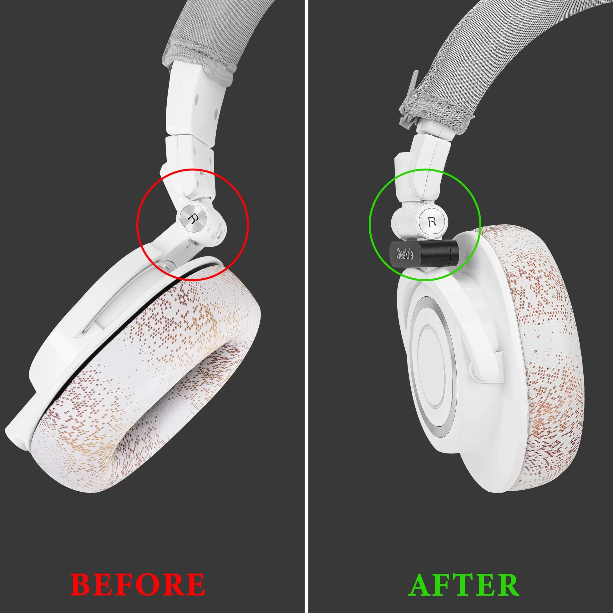 Geekria 1 para metalowych opasek na głowę do mocowania zawiasów kompatybilny z Audio-Technica ATH-M50x, M50xBT, M50xGM, M50xBB, M50xPB, M50xWH zamienniki słuchawek, części naprawcze zestawu