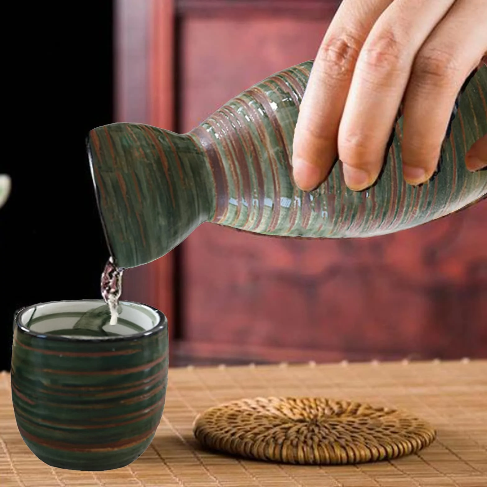 Zestaw 5 japońskich kubków do sake z kwiatem wiśni, japońskie ceramiczne kubki do sake, używane w niektórych japońskich restauracjach herbacianych, gospodarstwach domowych itd