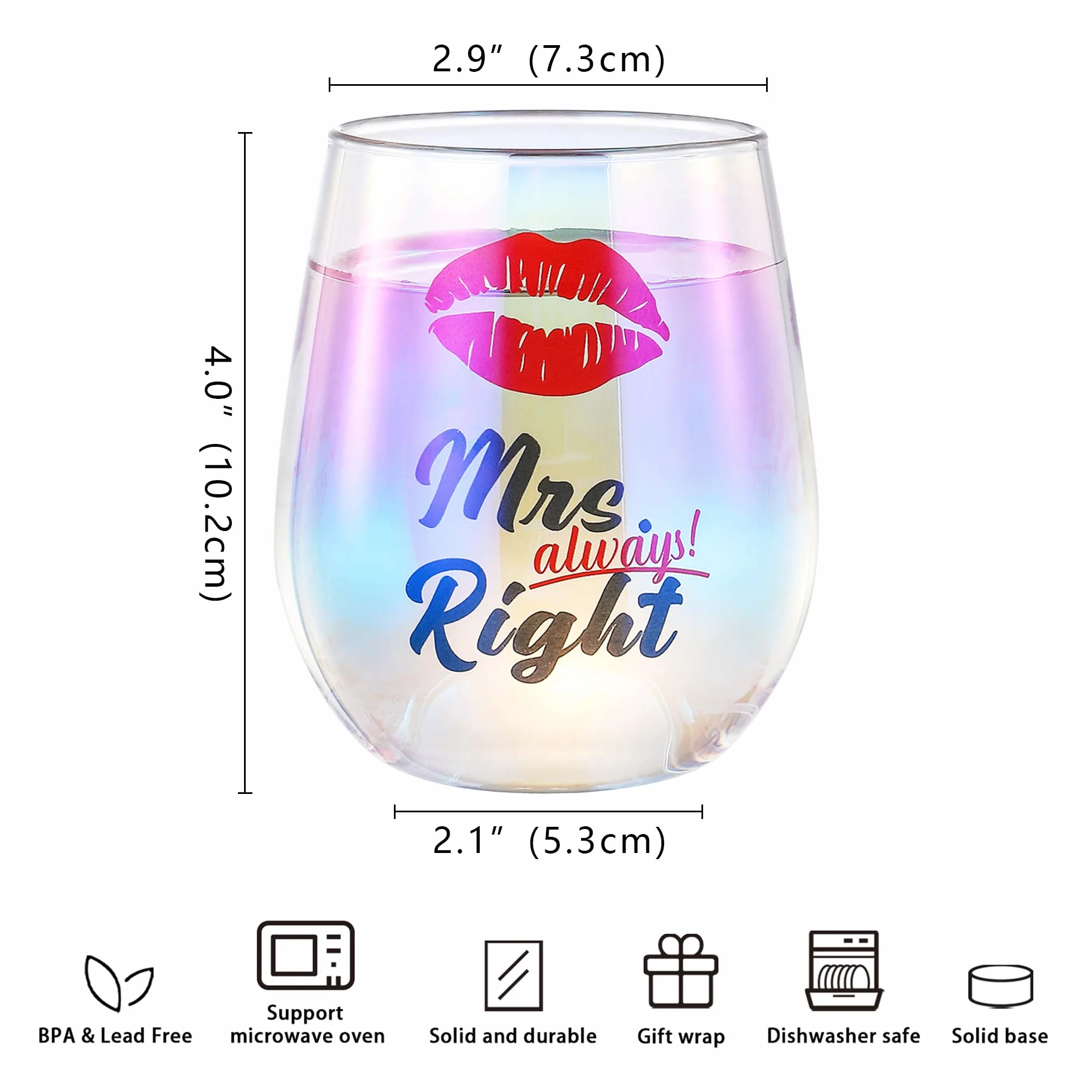 SHENDONG Mr Right Mrs Always Right Kieliszki do Wina - Para Kieliszków na Zaręczyny, Ślub, Wieczór Panieński - Prezenty Świąteczne dla Panny Młodej i Pana Młodego