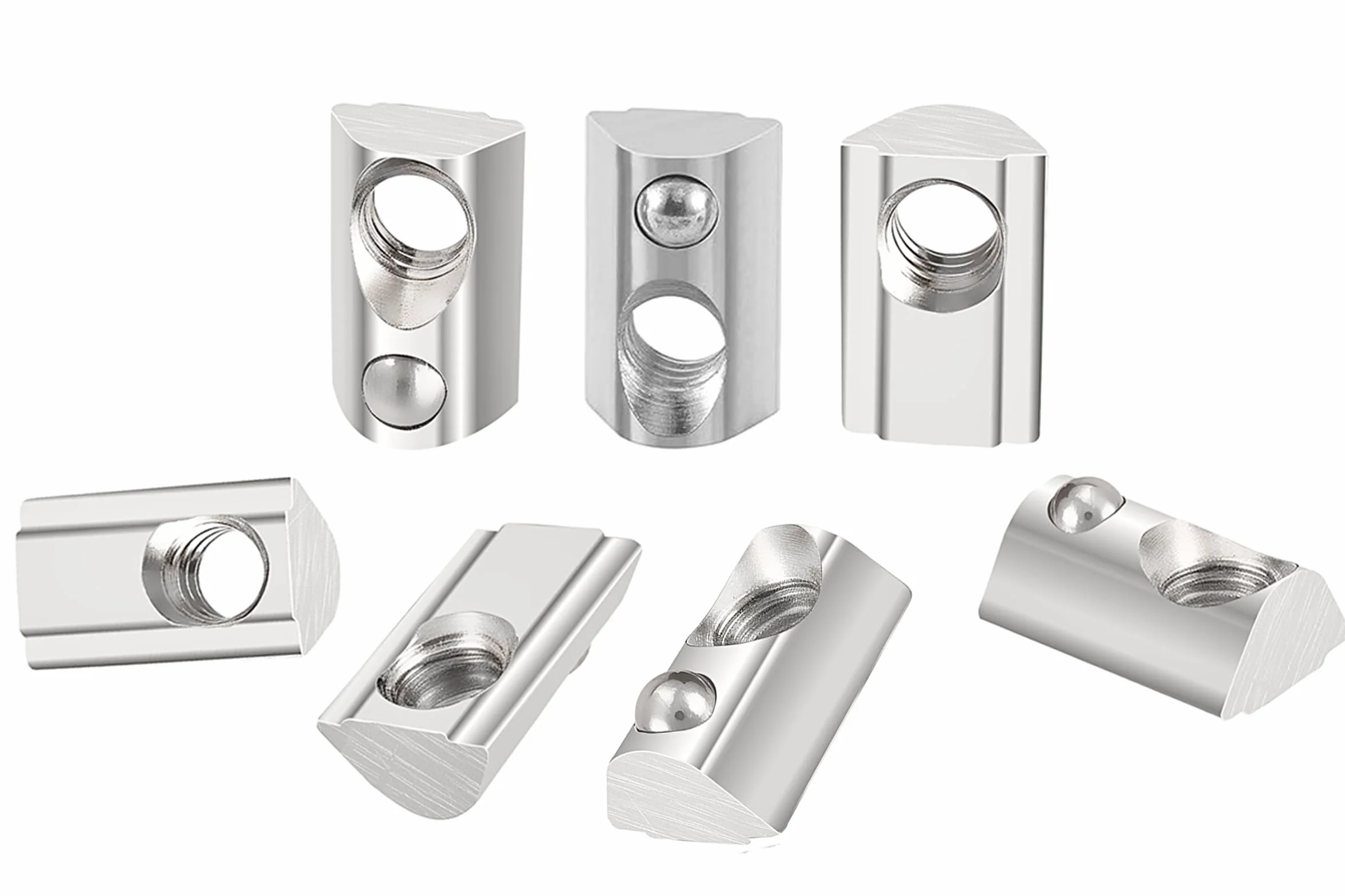 40 sztuk nakrętek kulkowych M3 Nut 6 z centralizacją kulką, nakrętki T-Nut 20-seria M3 profilowe aluminiowe 20x20 ze stali węglowej z kulką sprężynową do profilu aluminiowego 3D drukarki, CNC