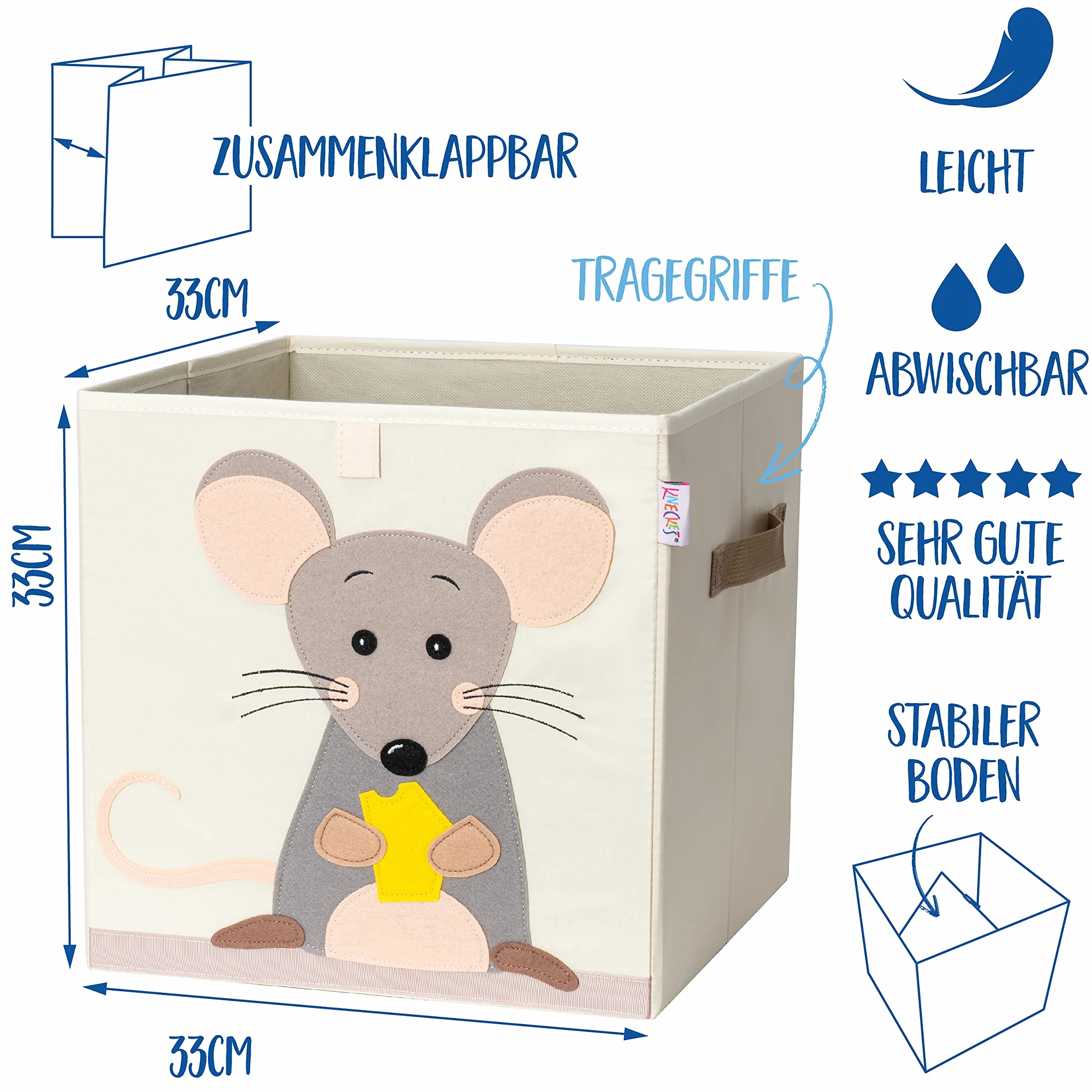Premium Storage Box Kallax Kids - 8 Motywów (33x33x33cm) | Rozmiar odpowiedni jako pudełka Kallax do pokoju dziecięcego | Składane pudełko na zabawki, stabilne dno, trwałe.